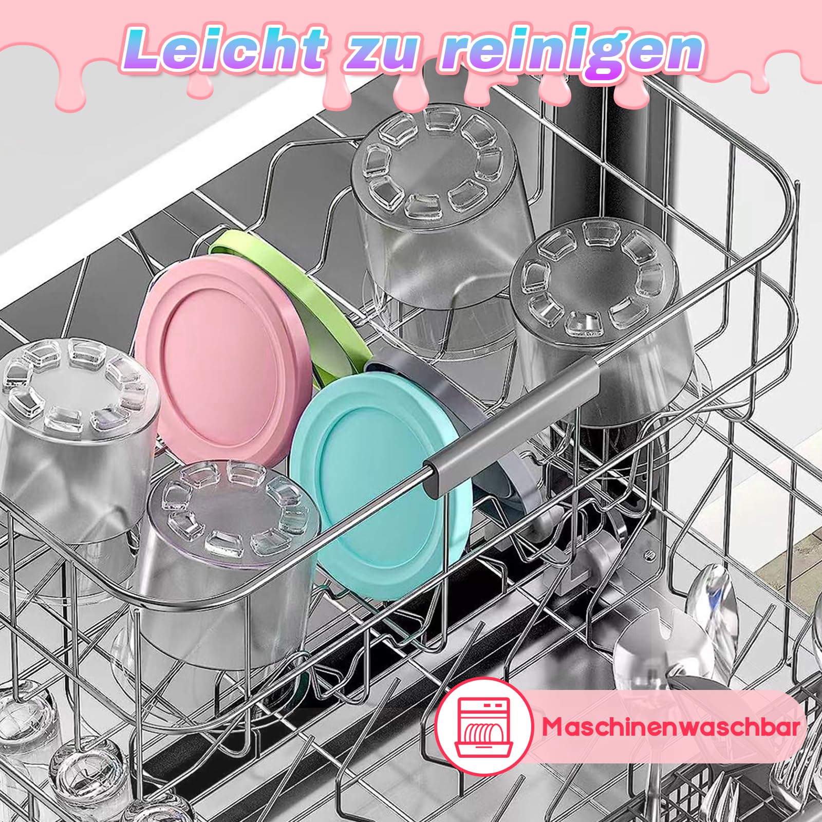 Herefun Creami Becher Set 4 Stück - Für Ninja Creami Eismaschine Spülmaschinenfest