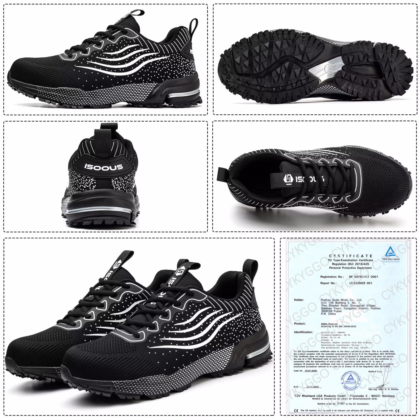 Scarpe Antinfortunistiche Uomo Scarpe da Lavoro Donna Leggere con Punta in Acciaio Traspiranti Scarpe Sicurezza Comode