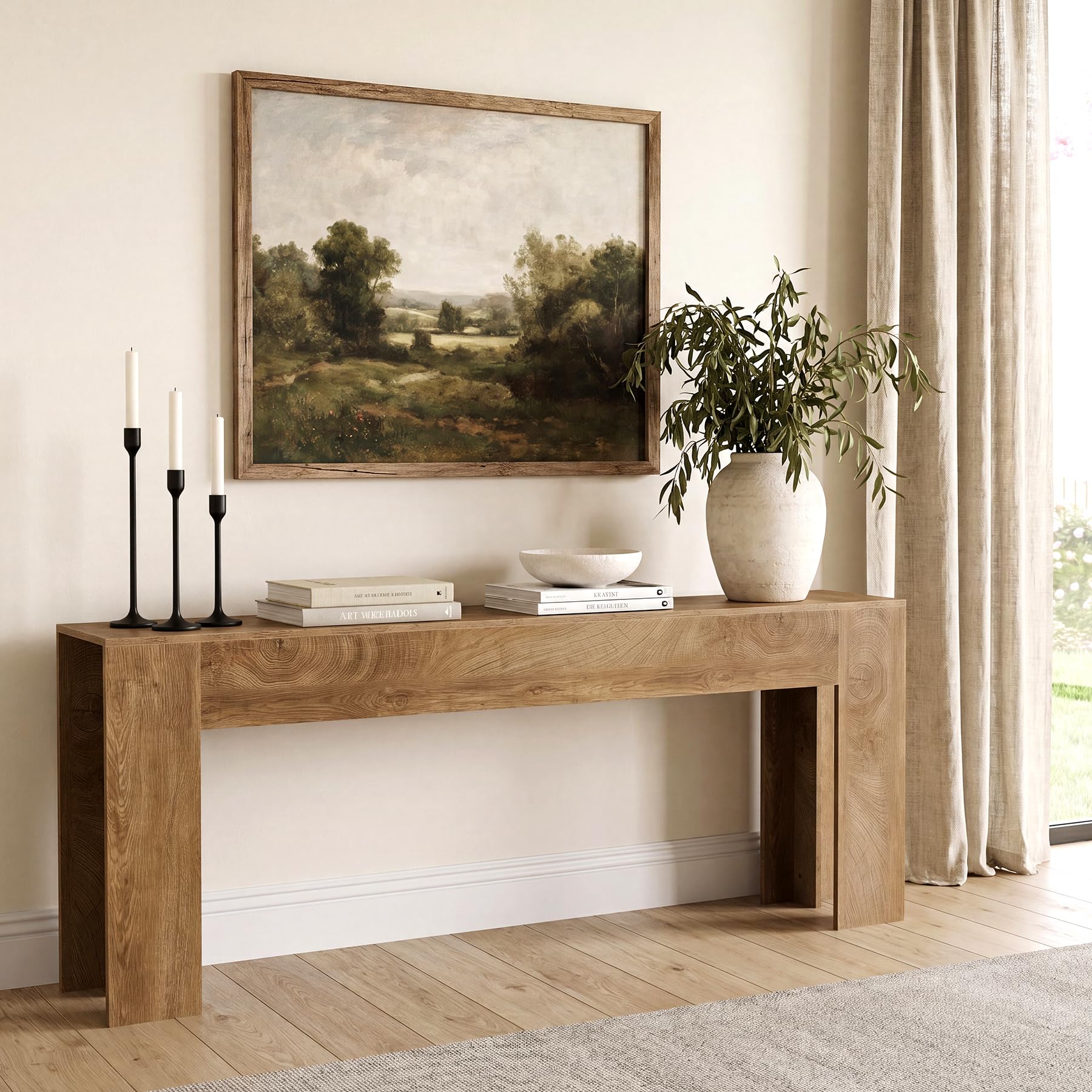 Tribesigns 200cm Extra Long Console Table, Farmhouse Sofa Table Behind Couch, Large Hallway Entrance Table for Living Room, Foyer, Oak