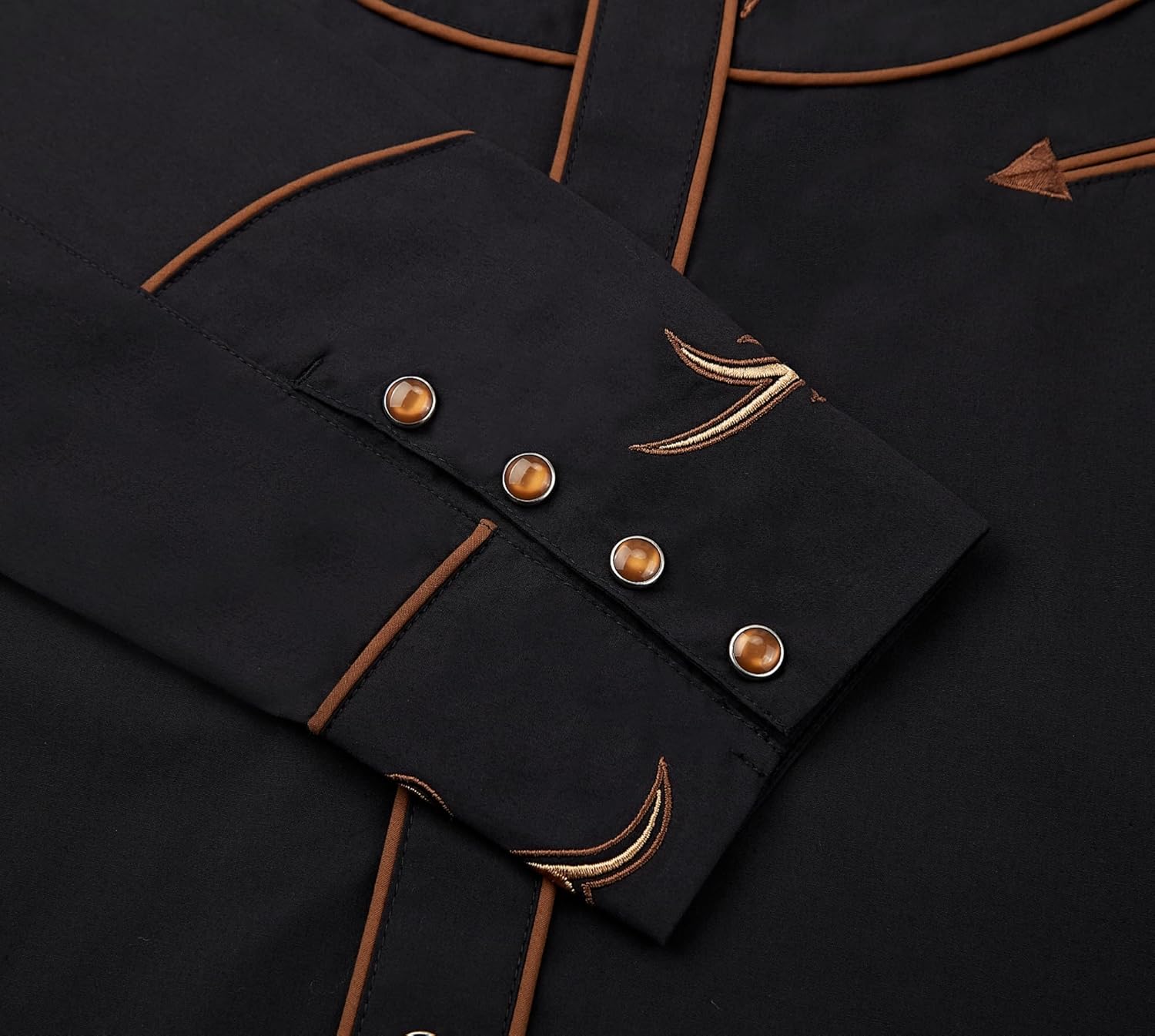 Men's Embroidered Exquisite Bull Head Western Cowboy Shirt Long Sleeve Regular Fit Snap Button Down Shirts - Image 5