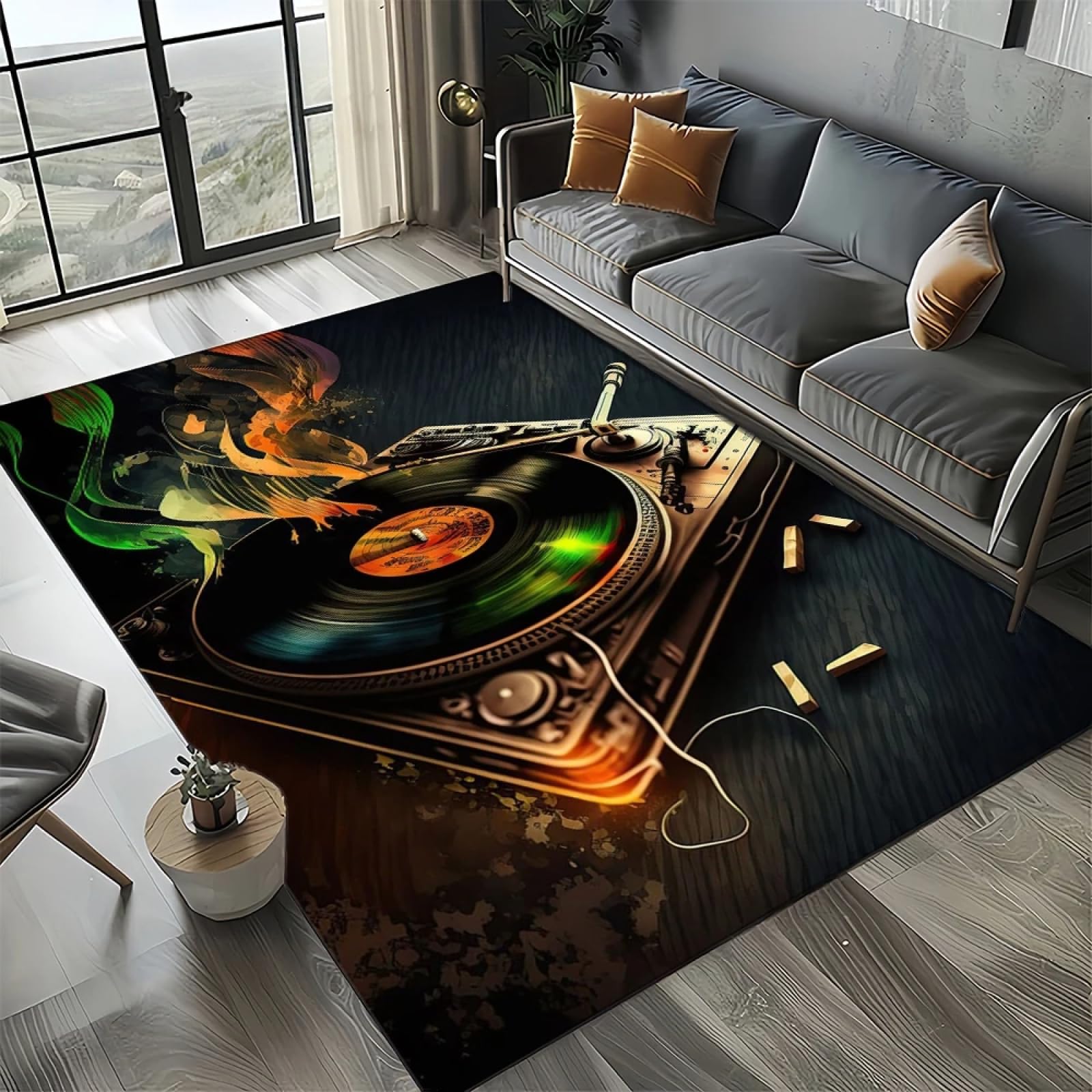 Alfombra de fantasía con Notas Musicales, Color partitura Musical, Dibujos Animados, Adecuada para Sala de Estar, Dormitorio, sofá, habitación Infantil, Alfombra Antideslizante