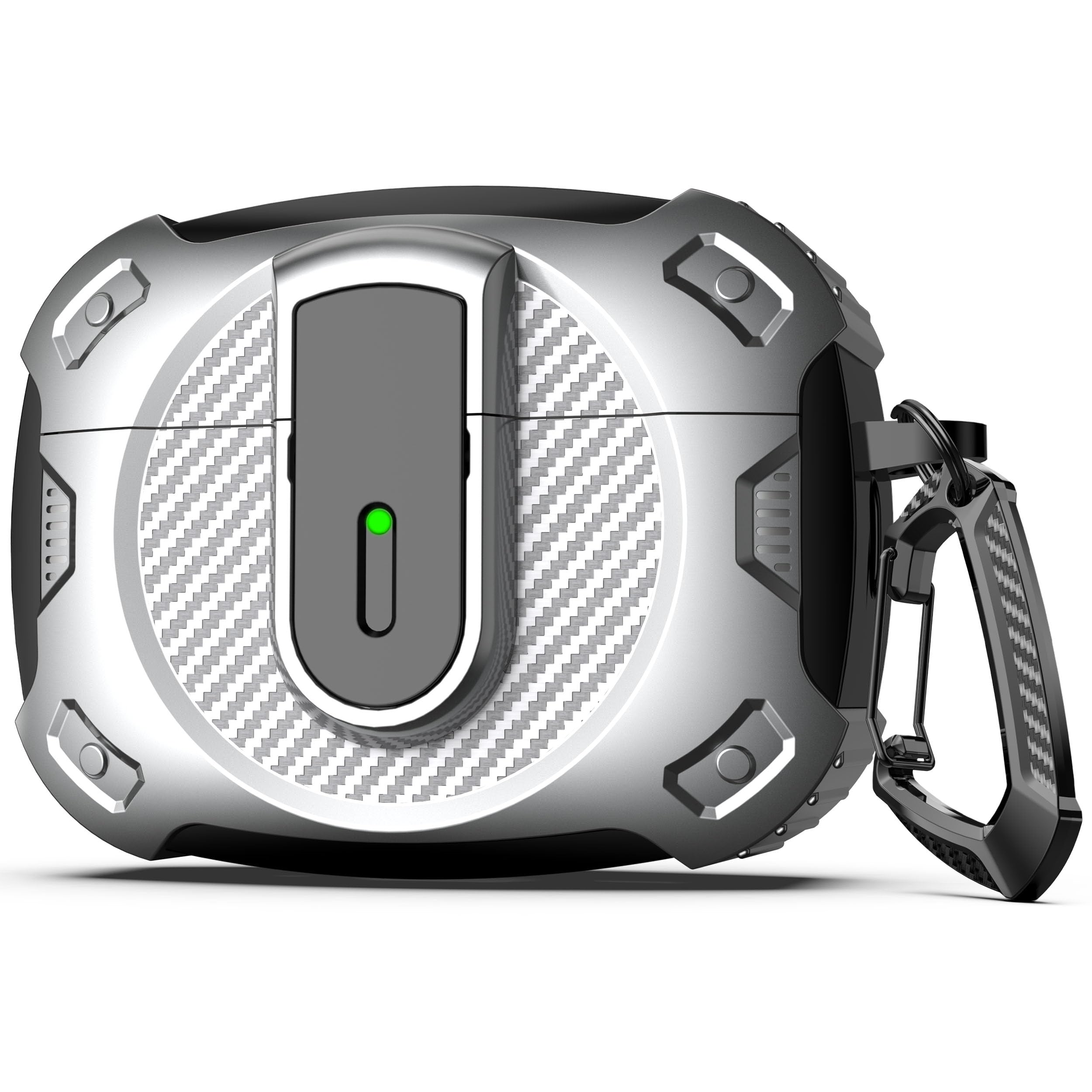 RFUNGUANGO - Funda para AirPods Pro 3 con Cierre y Kit de Limpieza, Transparente, rígida, para Videojuegos, con Soporte para teléfono Integrado, antigolpes （Naranja） — view 35