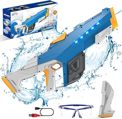 Pistola de agua eléctrica Skirfy para niños y adultos, juguetes de agua automáticos de succión de agua al aire libre, pistolas de agua con alcance