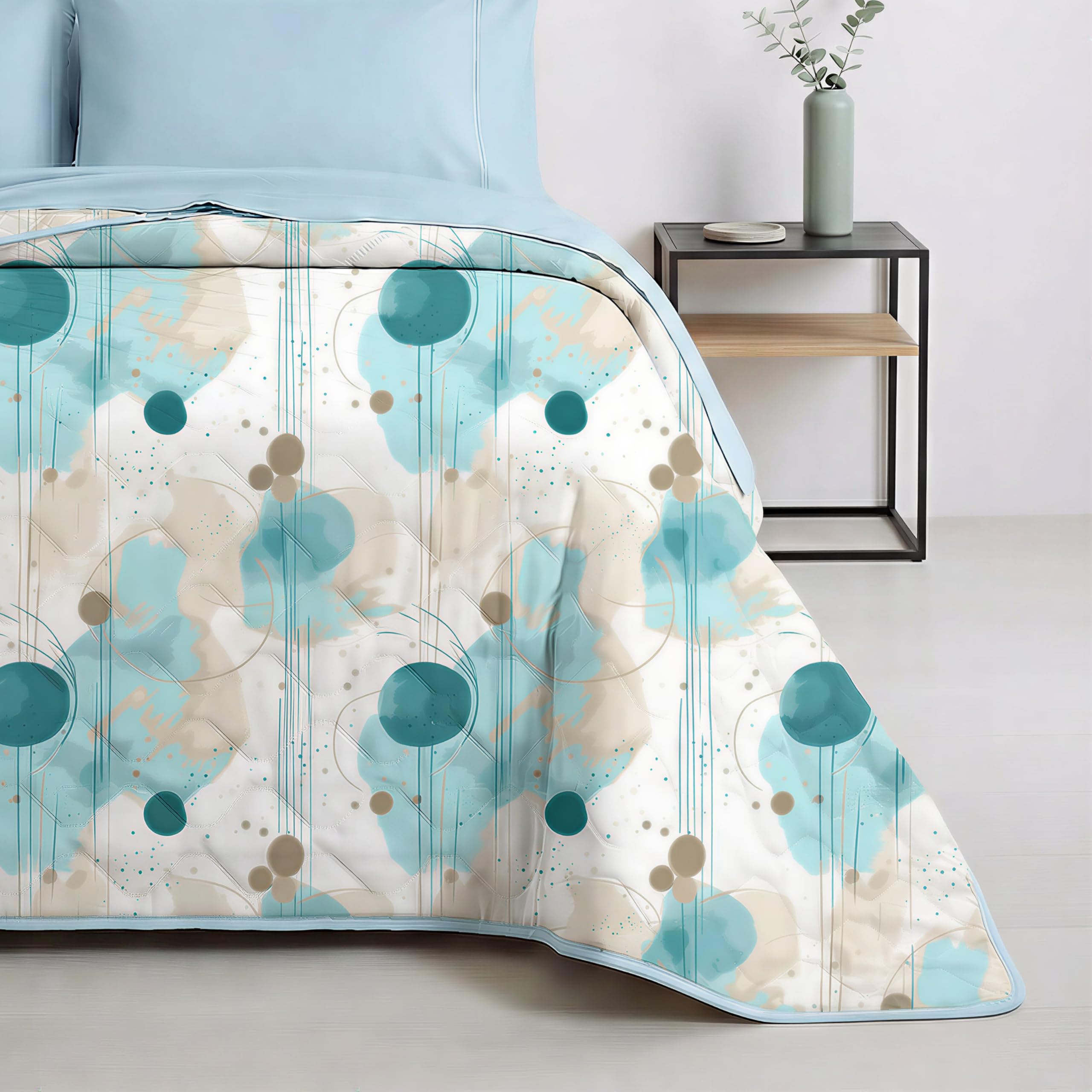 Mahome Trapuntino Singolo Primaverile Estivo in 100% Puro Cotone 170x260 cm Leggero Double Face - Copriletto Trapuntato morbido Traspirante Anallergico - Made in Italy – Inciso Verde - 5