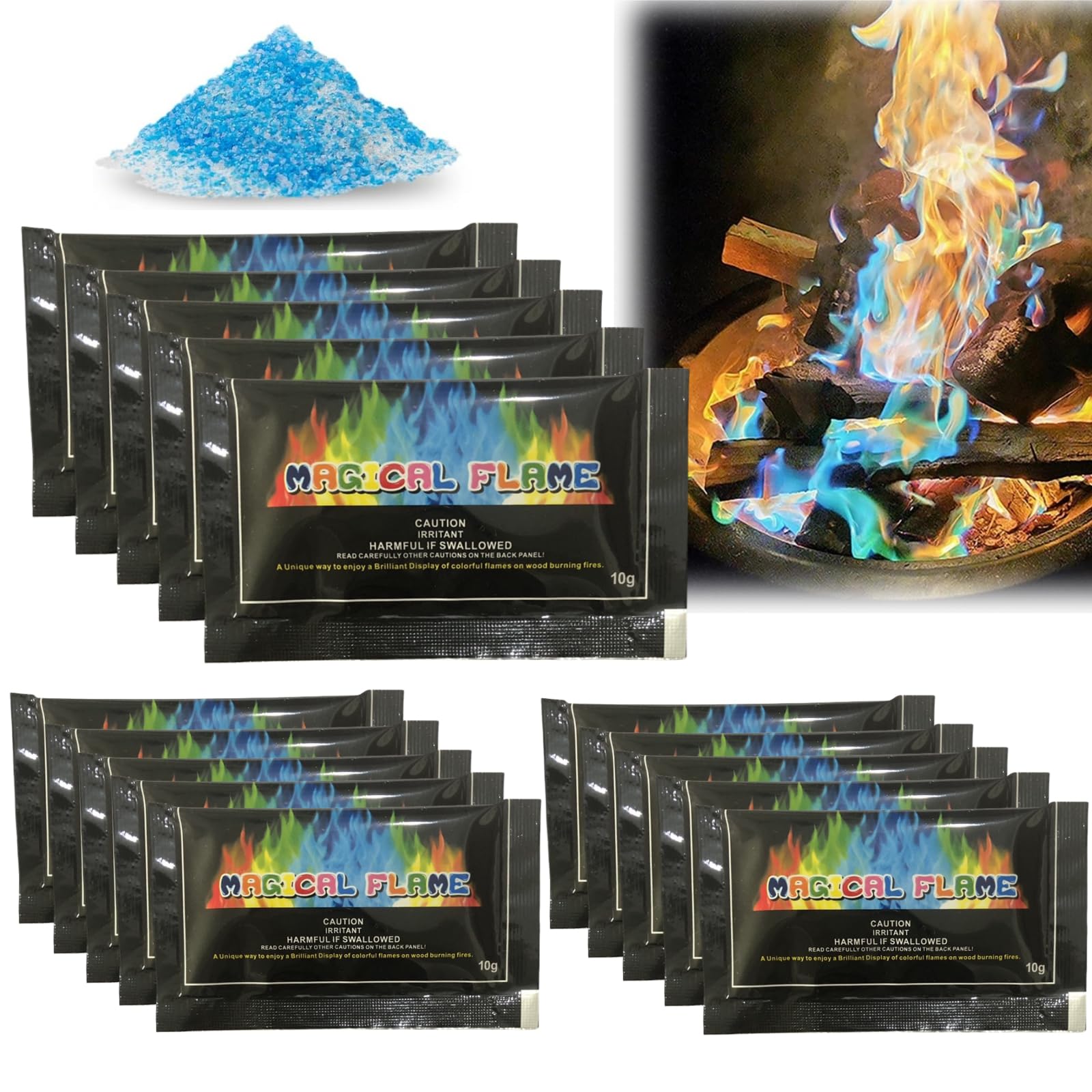 15PCS Fire Colour Changing Powder,Magical Flames,Long-Lasting Fire Colour Changing Powder,Campfire Color Changing Powder,Fire Colour Changing Powder,Fire Cones Colour Changing,Fire Magic Flames