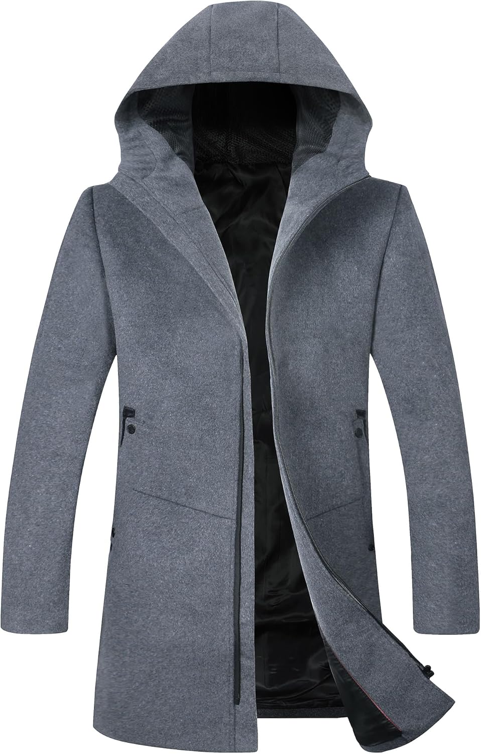 ELETOP Men's Trench Coat Winter Wool Jacket Long Business Overcoat Pea Coat