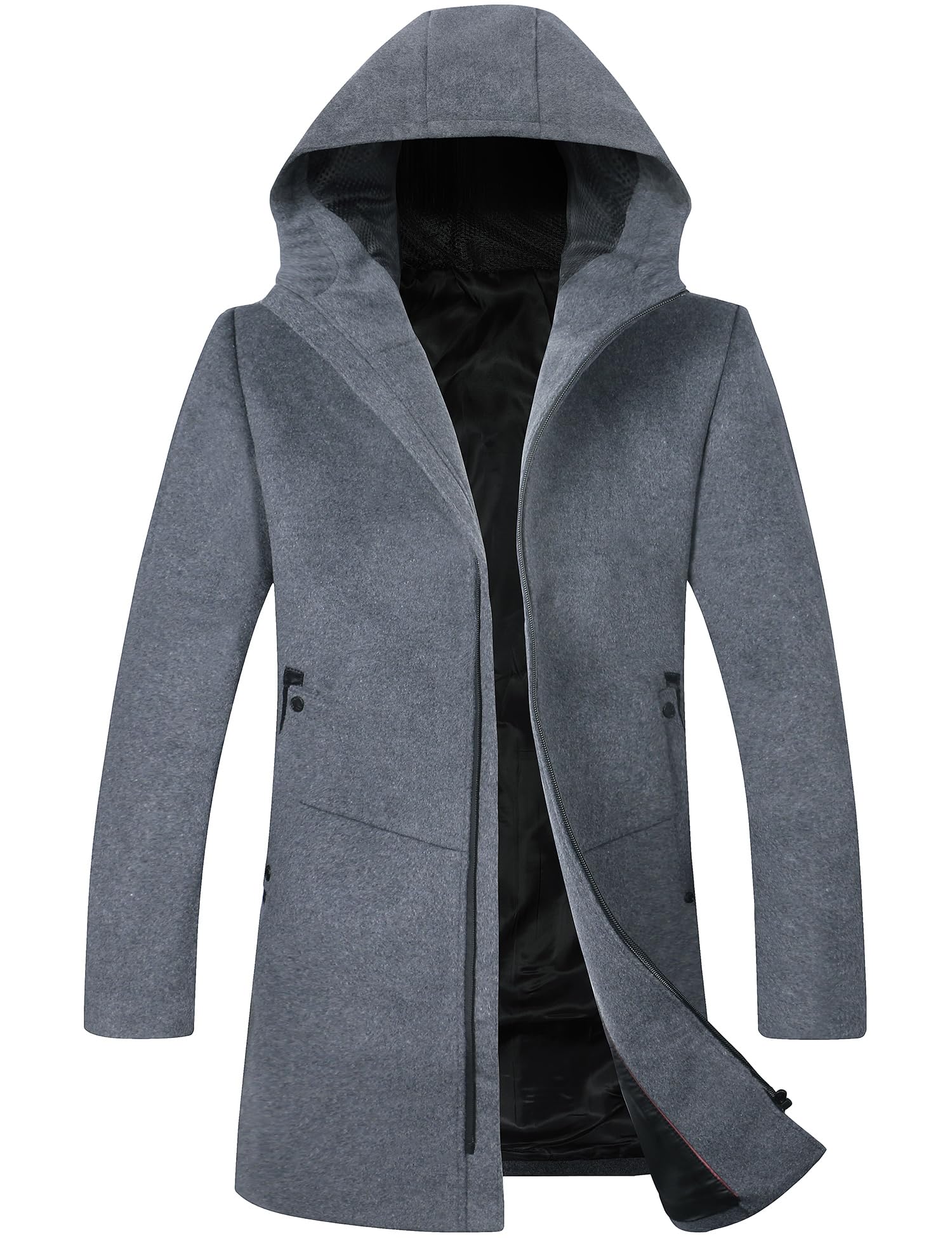 ELETOP Men's Wool Trench Coat Winter Business Long Overcoat