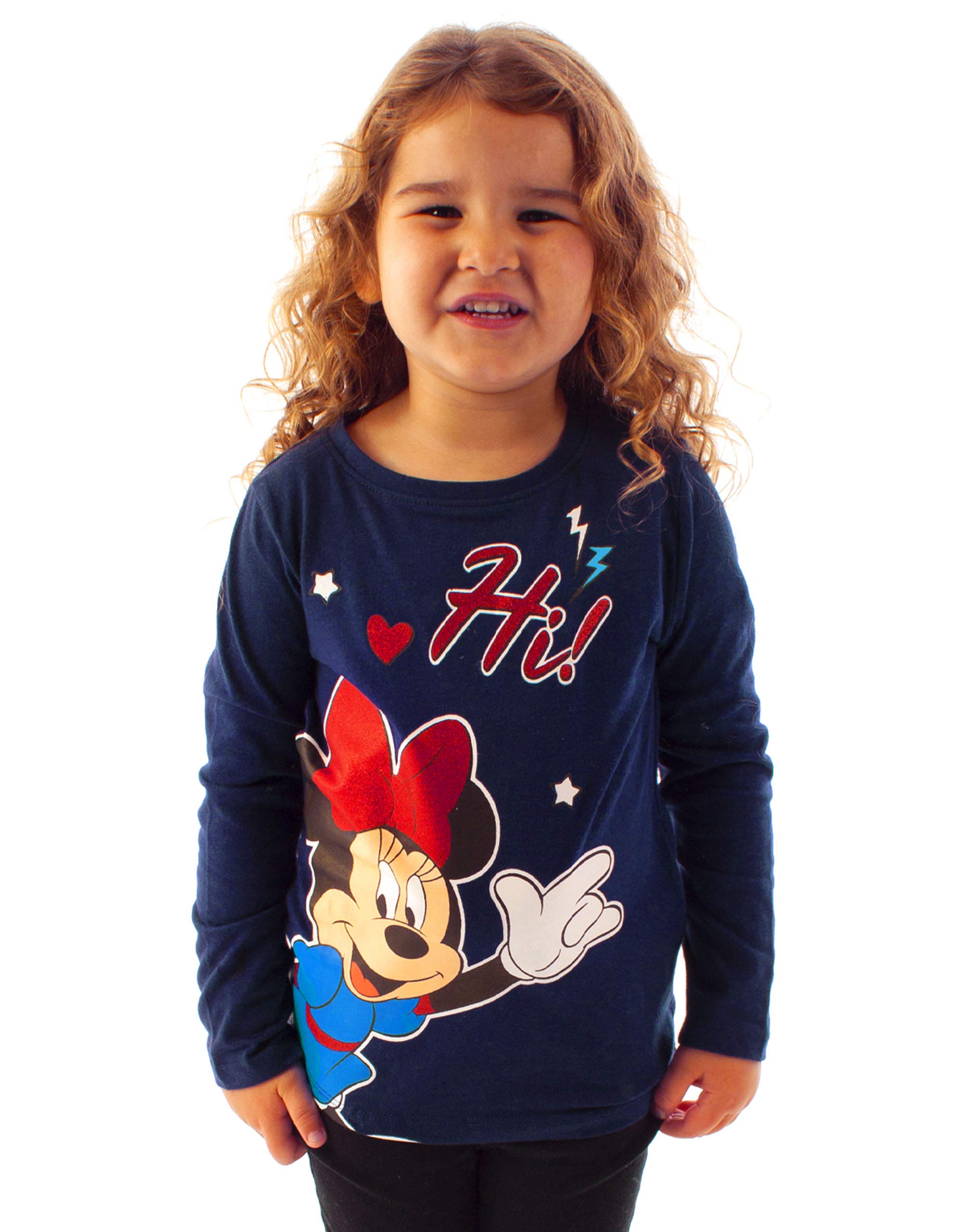 Vanilla Underground Girls Blue Disney Minnie Mouse Hi Glitter Detailed 'S Novelty Character T-Shirt