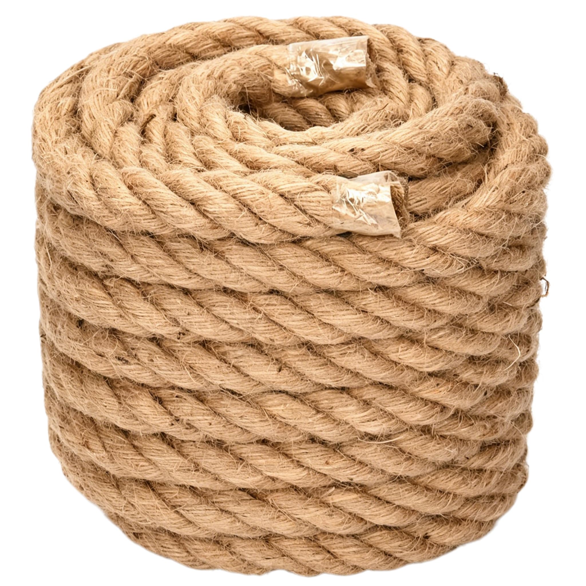 Rloao As Picture Thick Jute Rope 15M X 26Mm, 49 Feet Heavy Duty Jute Twine String, 4 Strands Natural Jute Garden Rope For Cat Scratcher Gardening Post Bundling Chandelier