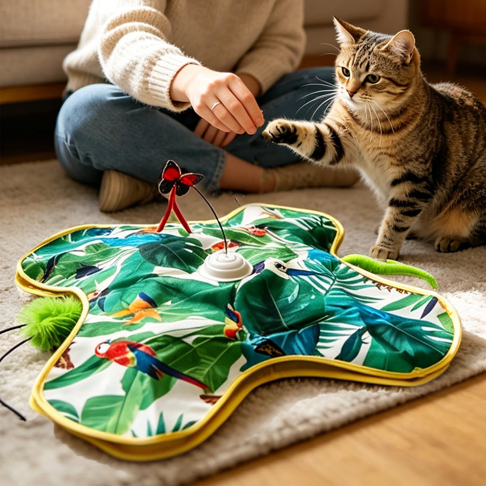 Interaktives Katzenspielzeug Elektronisches Förderspiel für Kätzchen | Intelligentes stimulierendes Katzenspielzeug Für Heimtraining drinnen draußen tägliche Bewegung Stressabbau und