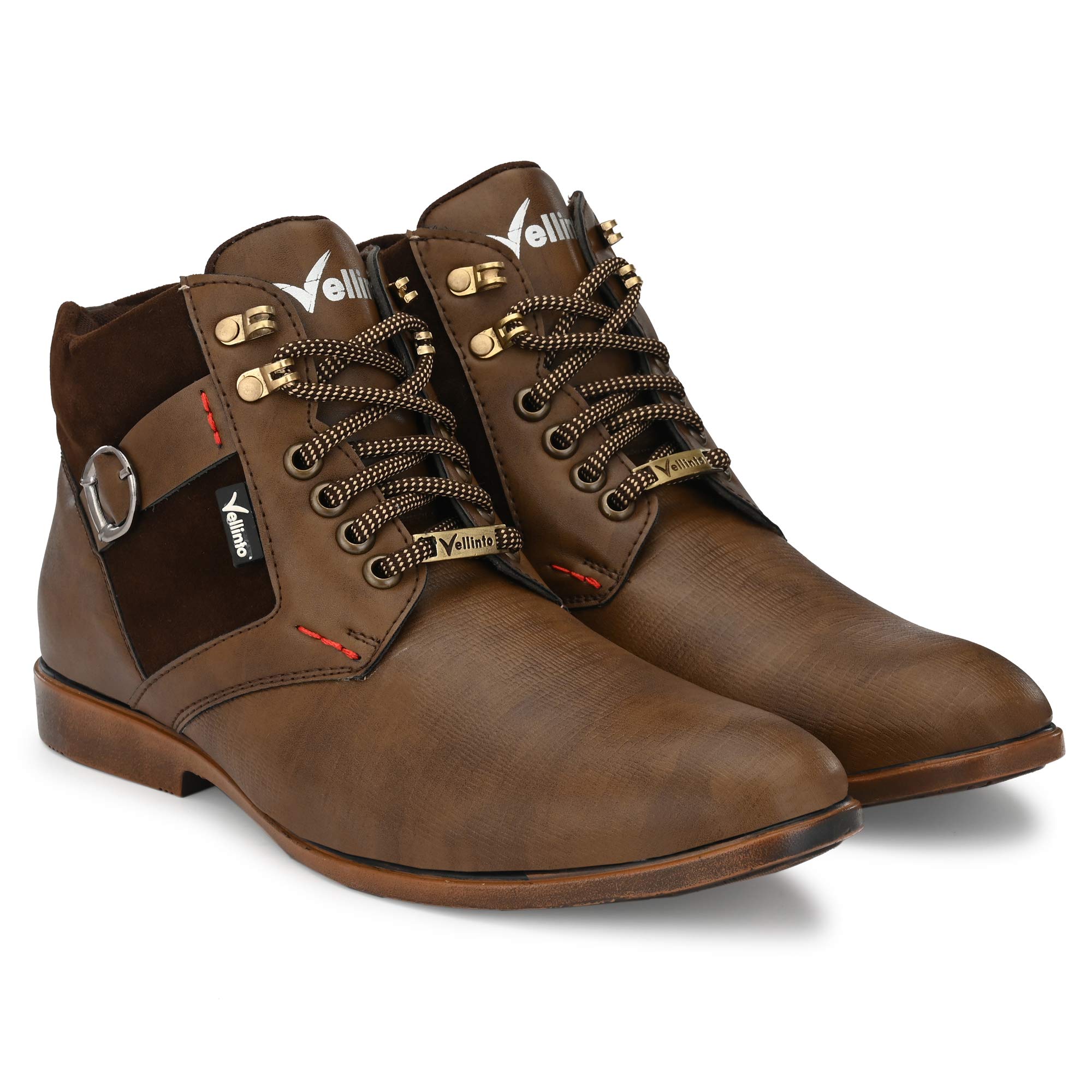 Vellinto Mens Synthetic Leather Comfy Casual Boots - Brown, 7 UK (B07NPXS5RC) Amazon Price History, Amazon Price Tracker