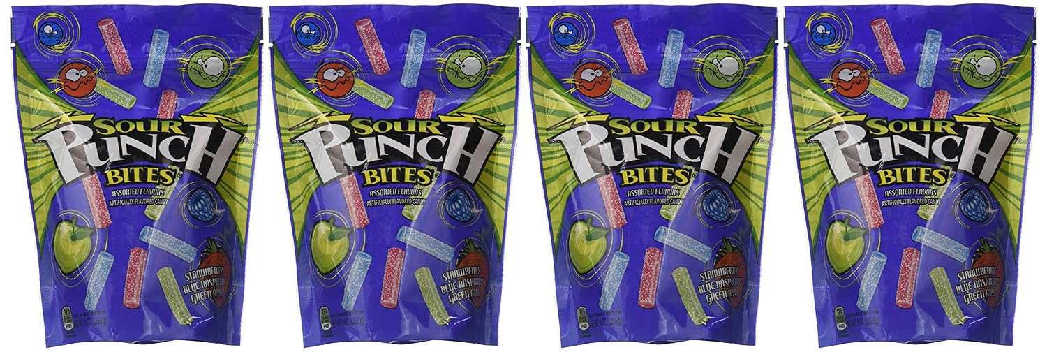 Sour Punch Assorted Sour Fruit Chewy Candy Bites Stick Fruit Chew 9 Oz - 0041364087321