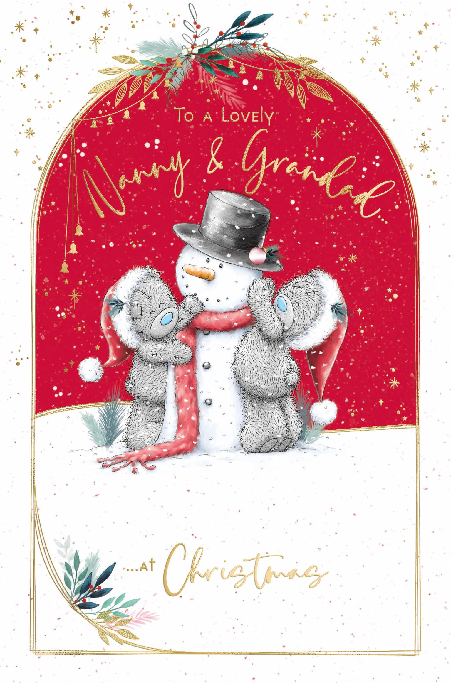 Me To You Tatty Teddy Grandparents Christmas Card To A Lovely Nanny & Grandad 5x8ins - Official Collection