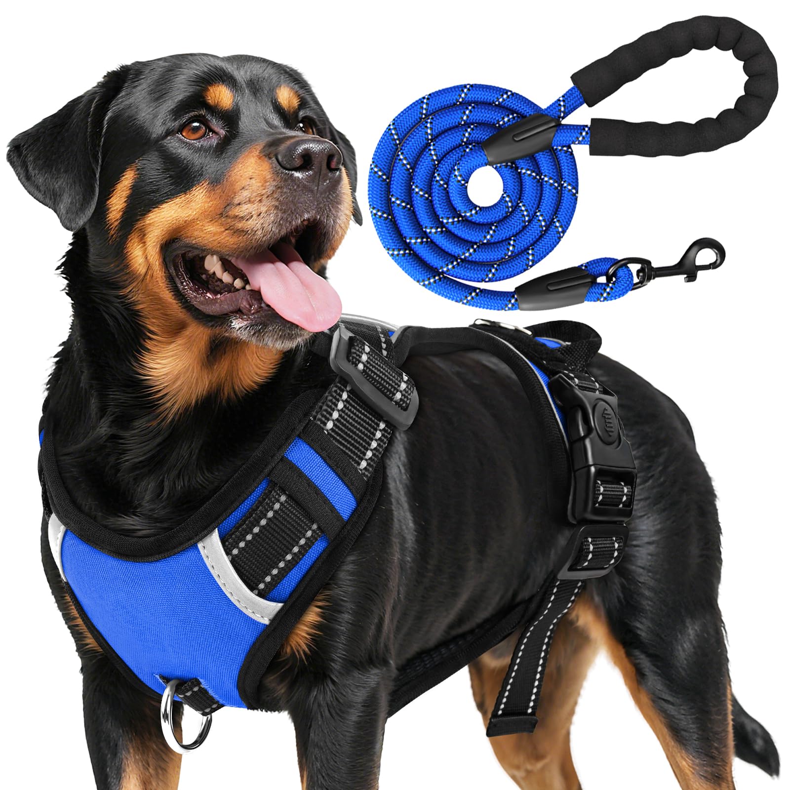 No Pull Dog Harness, Dog Harness and Lead Set, Adjustable Padded Pet Vest with Handle, Reflective Escape-Proof Dog Harness, Pet Harness for Medium Large Dogs, Outdoor Walking Training