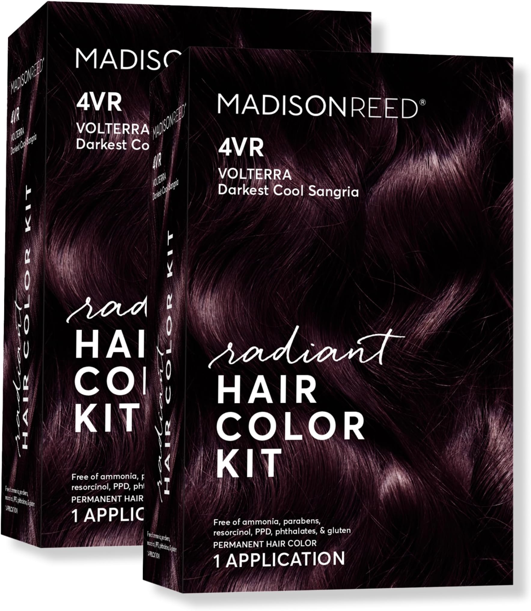 Madison Reed Radiant Hair Color Kit | 4VR Darkest Cool Sangria (Volterra Amethyst) for 100% Gray Hair Coverage | Salon Quality Permanent Hair Dye | PPD-Free & Ammonia-Free | (Packaging Varies) 2 Pack