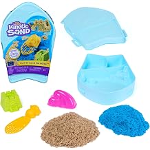 Kinetic Sand, Surf 'N Sand Paradise Playset with Surfboard Storage Case and 10 oz Moldable Play Sand, 3 Molds and Tools, Arts and Crafts Sensory Toys for Kids Ages 3 and up
