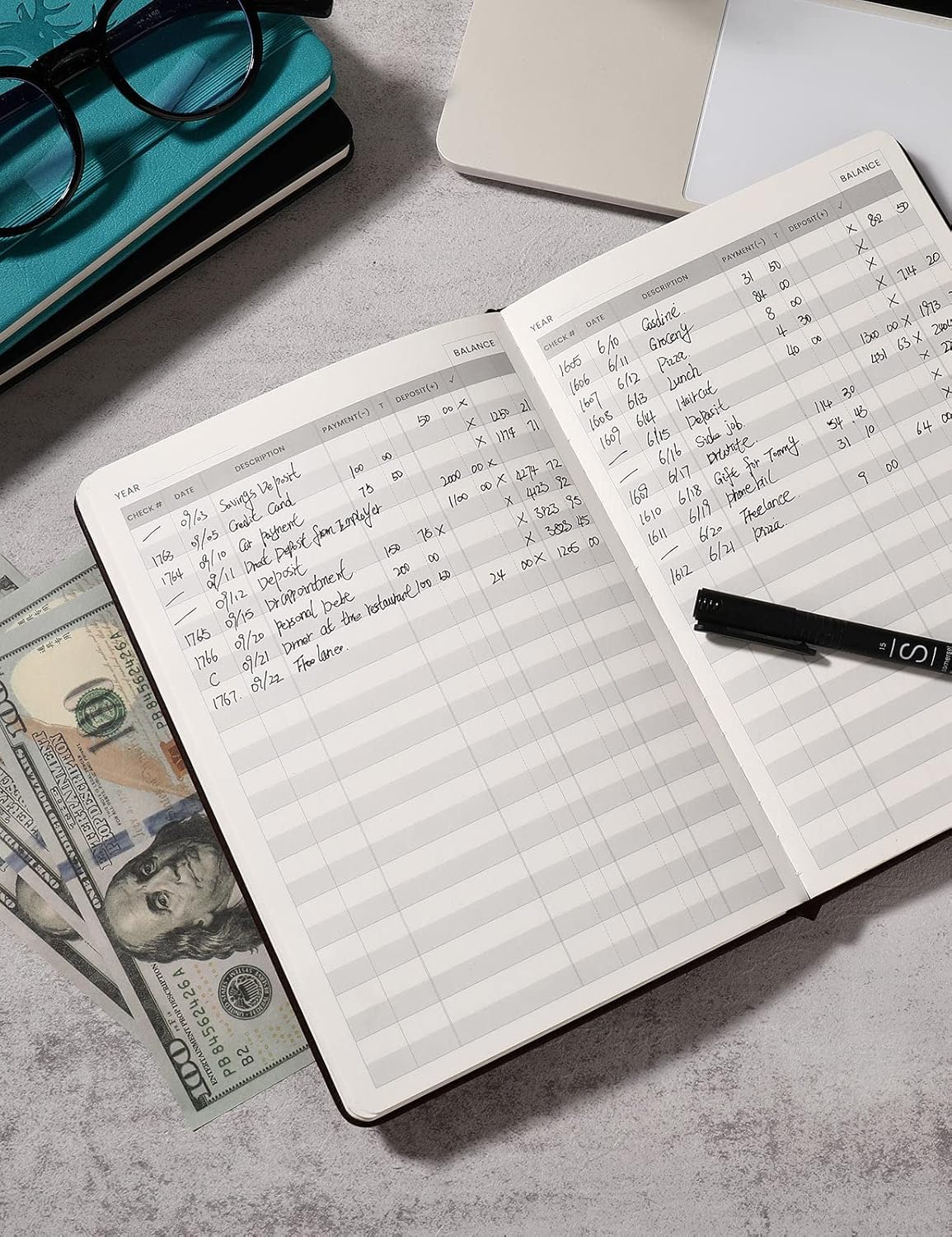 Check Registers for Personal Checkbook,Checkbook Register for Personal or Business, A5 Hardcover Registers Log to Track Payments, Deposits & Finances Transaction Black : Office Products