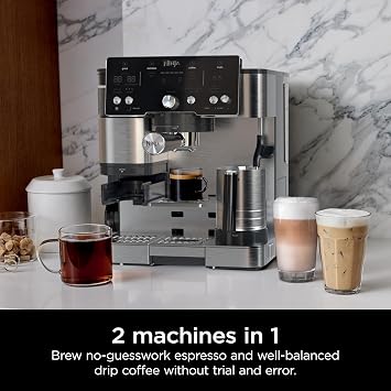 Ninja Luxe Cafe Essential Series, Espresso Machine and Drip Coffee Maker, Integrated Grinder, Assisted Tamper, Hands-Free Frother, for Cappuccinos and Lattes, Dairy or Non-Dairy. ES501C