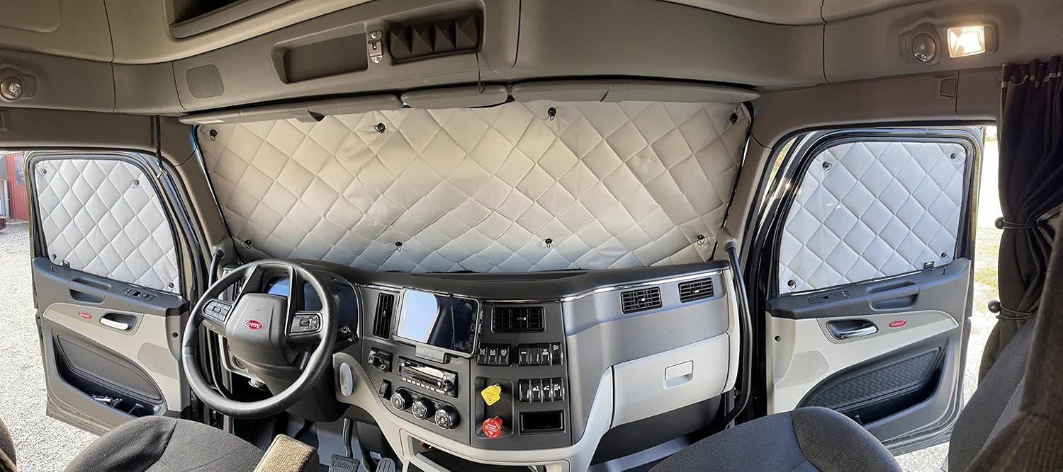 Fits Peterbilt 535/536/ 537/548/ 567/579 / 589 All Years ZenEclipse Blackout Insulated Interior Window Covers in Gray (WCG-1436)