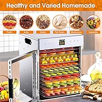 Vista 4 de Food Dehydrator for Jerky, 12 Stainless Steel Trays, 1200W Fruit Dehydrator, 24H Timer and 190°F Temperature Control, Overheat Protection, Food