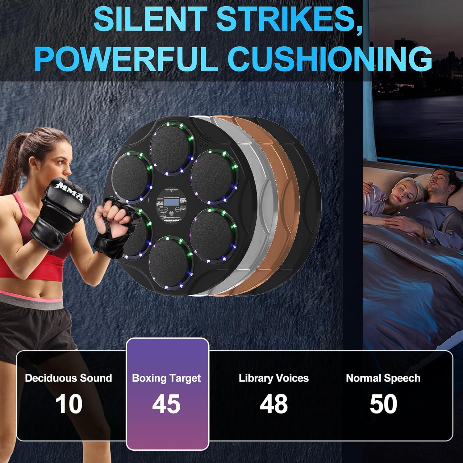 Music Boxing Machine, Interactive Punching Trainer with Boxing Gloves, Large Size Wall Mounted Electronic Boxing Target for Adults Kids, 9 Modes  9 Speeds