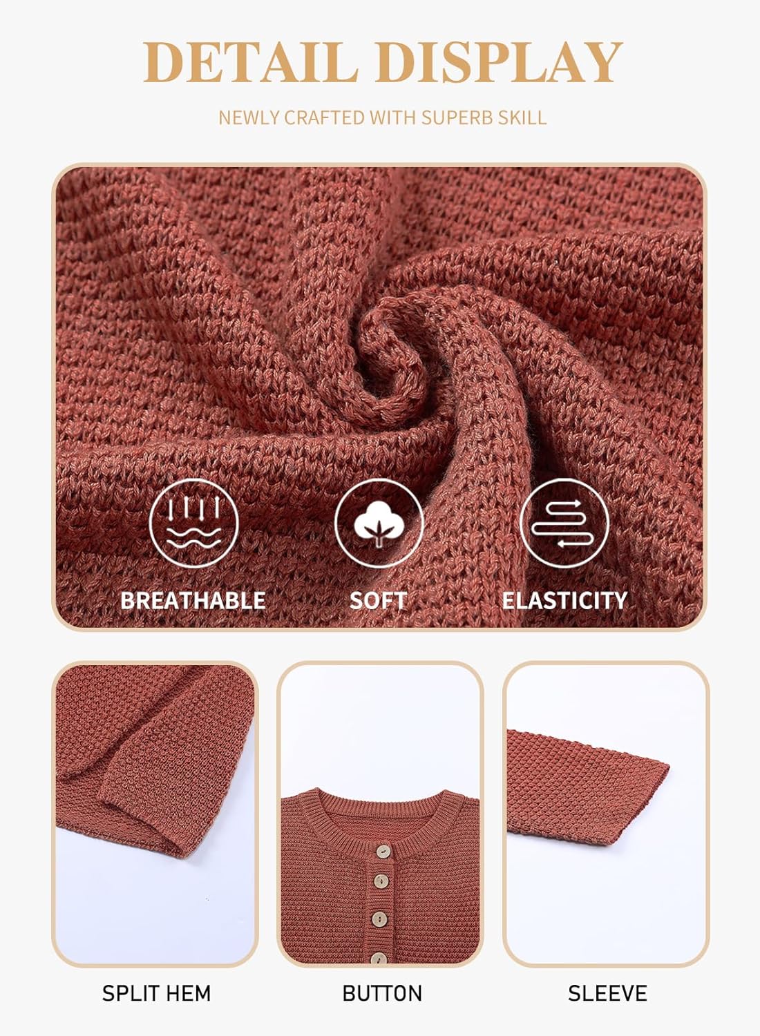 Eytino Womens Plus Size Sweaters Casual Long Sleeve Loose V Neck Button Henley Tops Pullover Knit Jumpers,(1X-5X) - Image 5