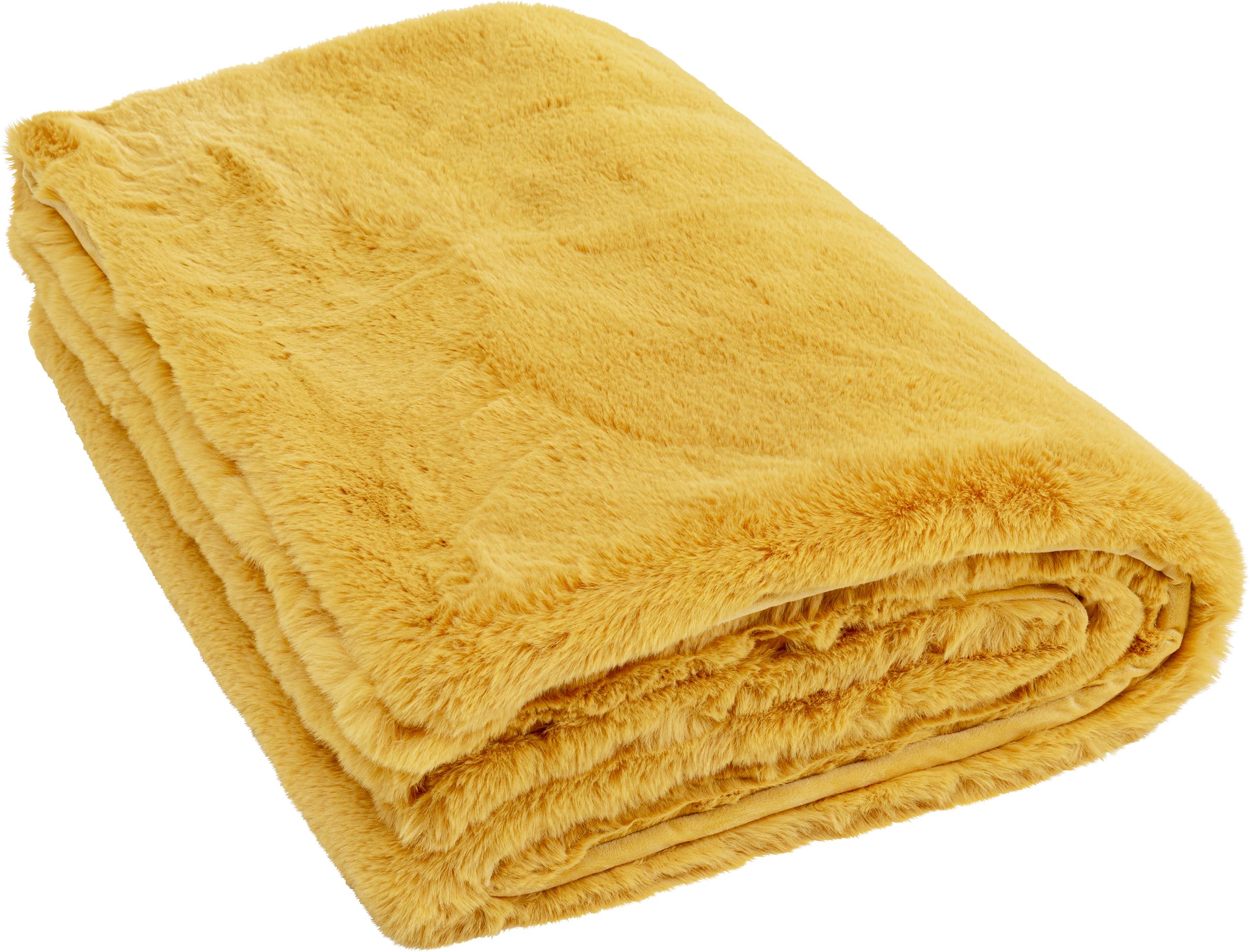 Kare Design Decke Mika, Gelb, Kuscheldecke, Groß, Wohnzimmer, Schlafzimmer, 150x200 cm