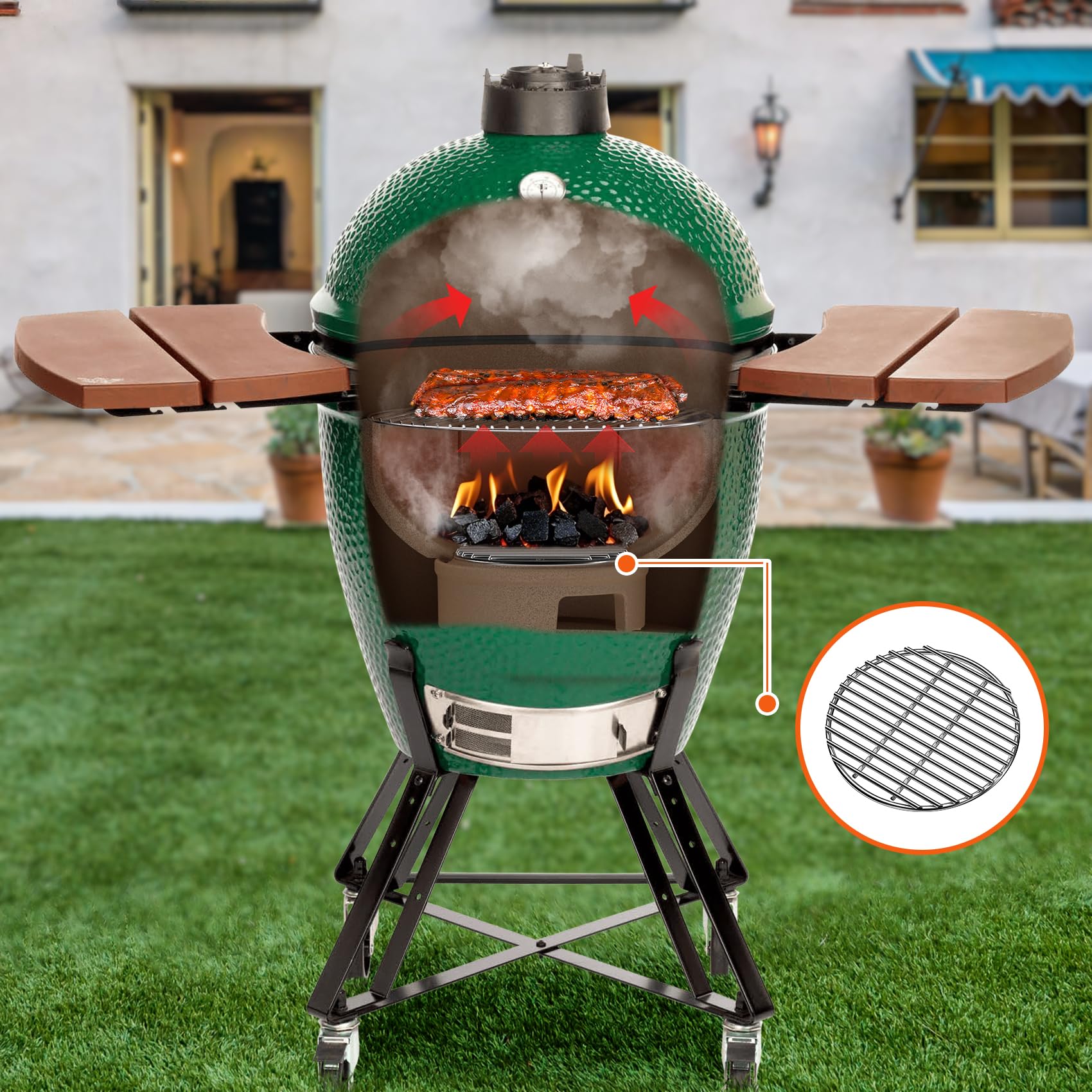 Onlyfire stainless steel High Heat Charcoal Fire grate per Kamado Joe Big Joe grill, 30,5 cm