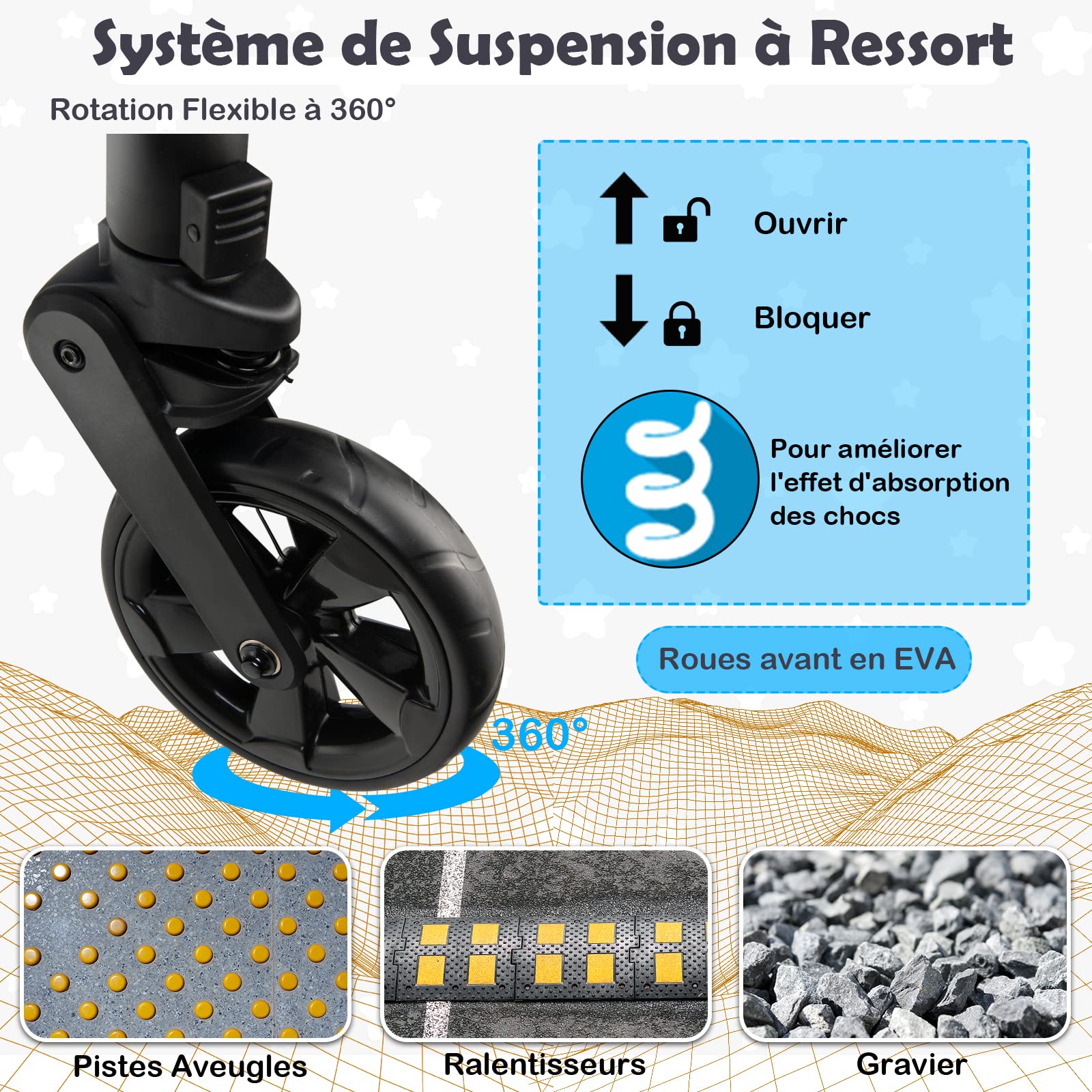 COSTWAY 2 en 1 Poussette Canne Bébé 6-36 Mois avec Auvent & Dossier Réglable, Poussette Haute Paysage Légère avec Siège Réversible, Roues avec Frein, Pliable à une Main, Charge 15kg