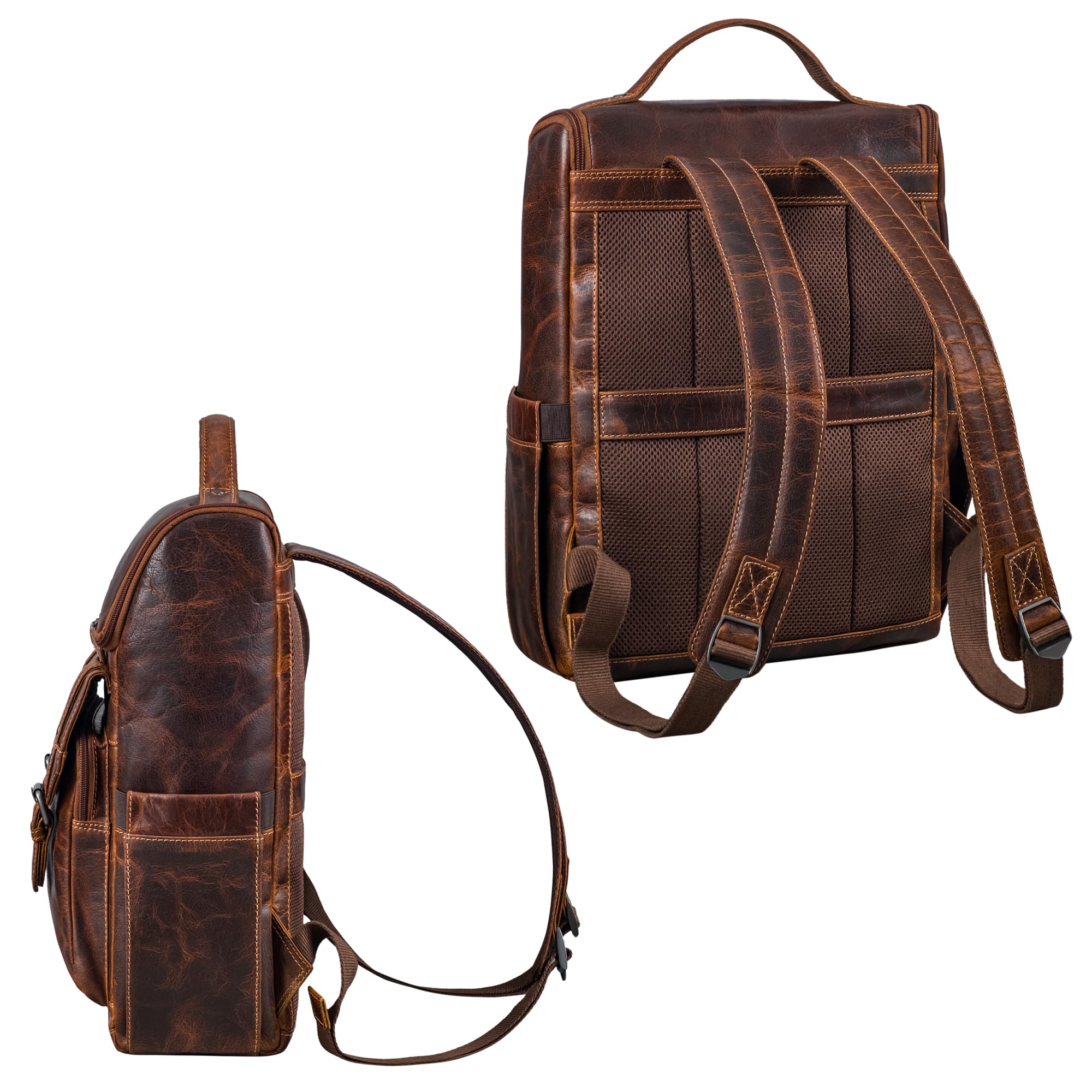 STILORD 'Gian' Mochila de Cuero para Hombre y Mujer - Moderna Mochila de Trabajo Grande para Portátiles de 15.6-16 Pulgadas - Piel Mochila Premium para Oficina y Viajes