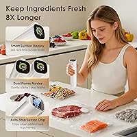 Vista 3 de Compact Vacuum Sealer for Food (Contains 30 Reusable Seal Bags) Featuring LED Pressure Display, Ultimate Suction Power, Handheld Vacuum Sealer