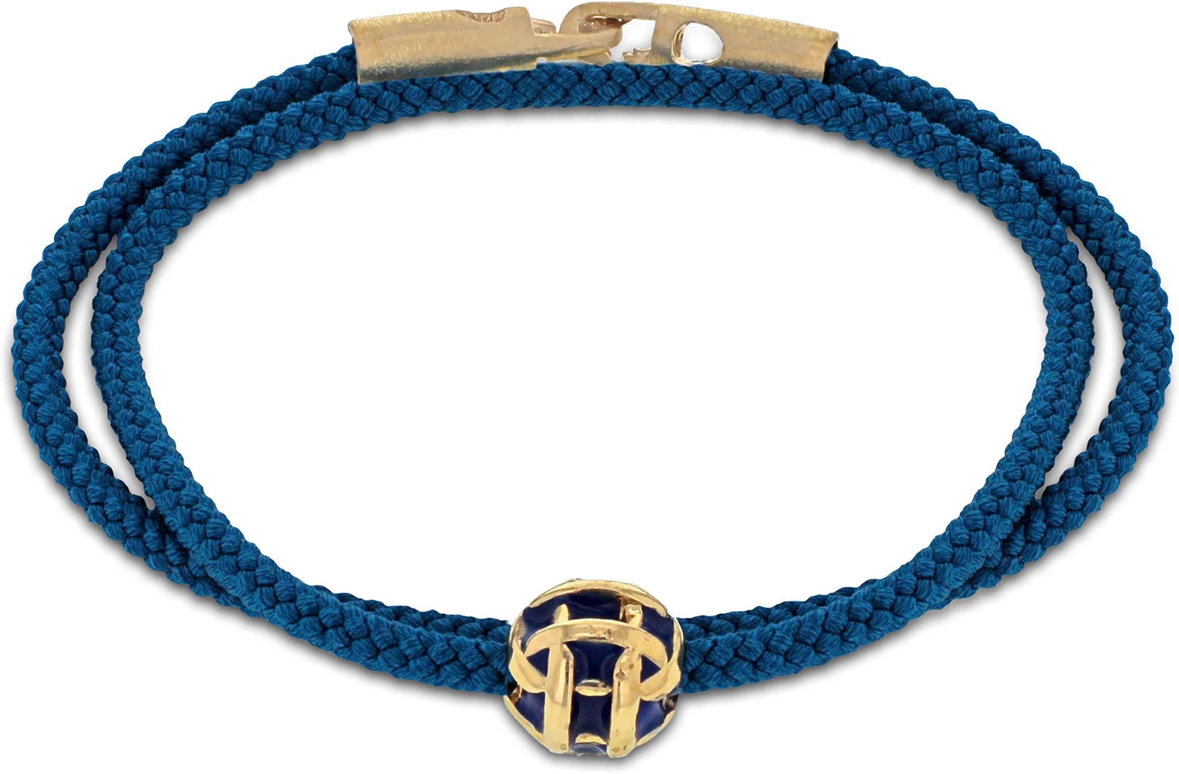 LUIS MORAIS 14ct Yellow Gold Long Clasp Black Cord Wrap with Round Hashtag Bracelet