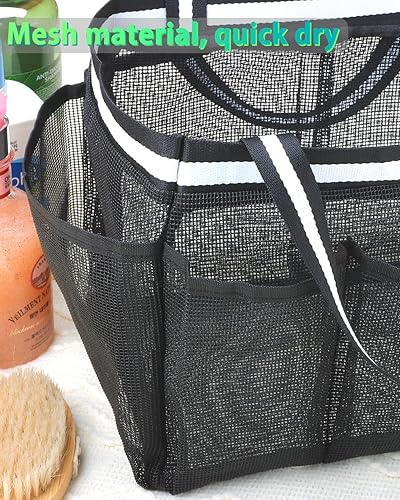 Miniatura 7 de fiezkaa Cesta de ducha de malla XL portátil, bolsa de ducha de secado rápido, artículos esenciales de habitación para estudiantes universitarios,