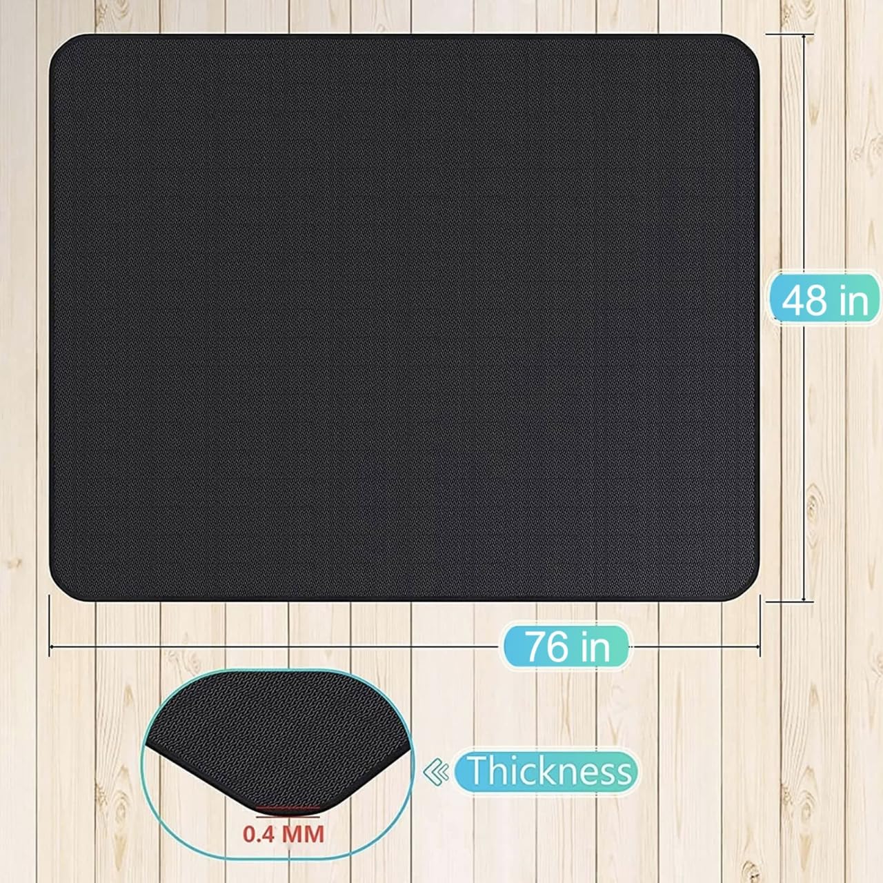 UBeesize - Tapis de gril ignifuge, double face, imperméable et résistant à l’huile, protection pour barbecue, brasero, foyer, cheminée d'intérieur, terrasse et patio - 193 x 121,9 cm