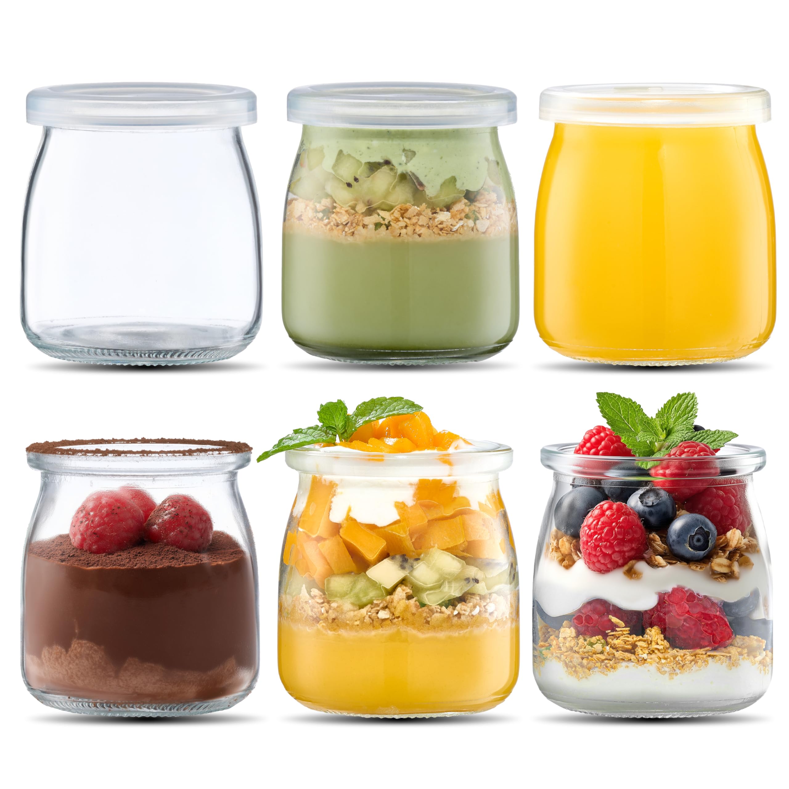 Sponsored Ad – 200ml Yogurt Pudding Glass Jars with Plastic Lids Mini Cup Small Glass Bottles (6)