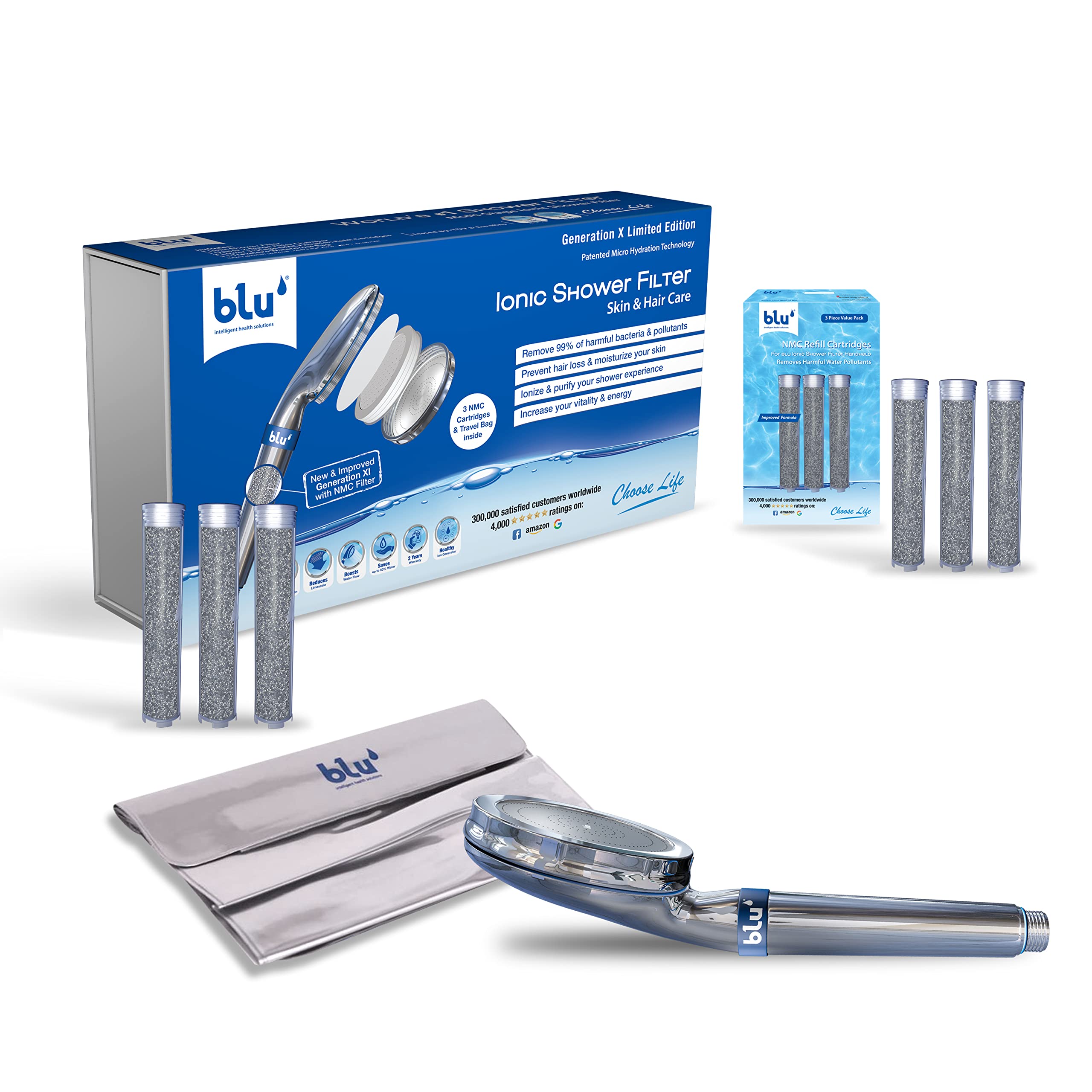 Buy blu Ionic Shower Head and Shower Filter Filtration bundle