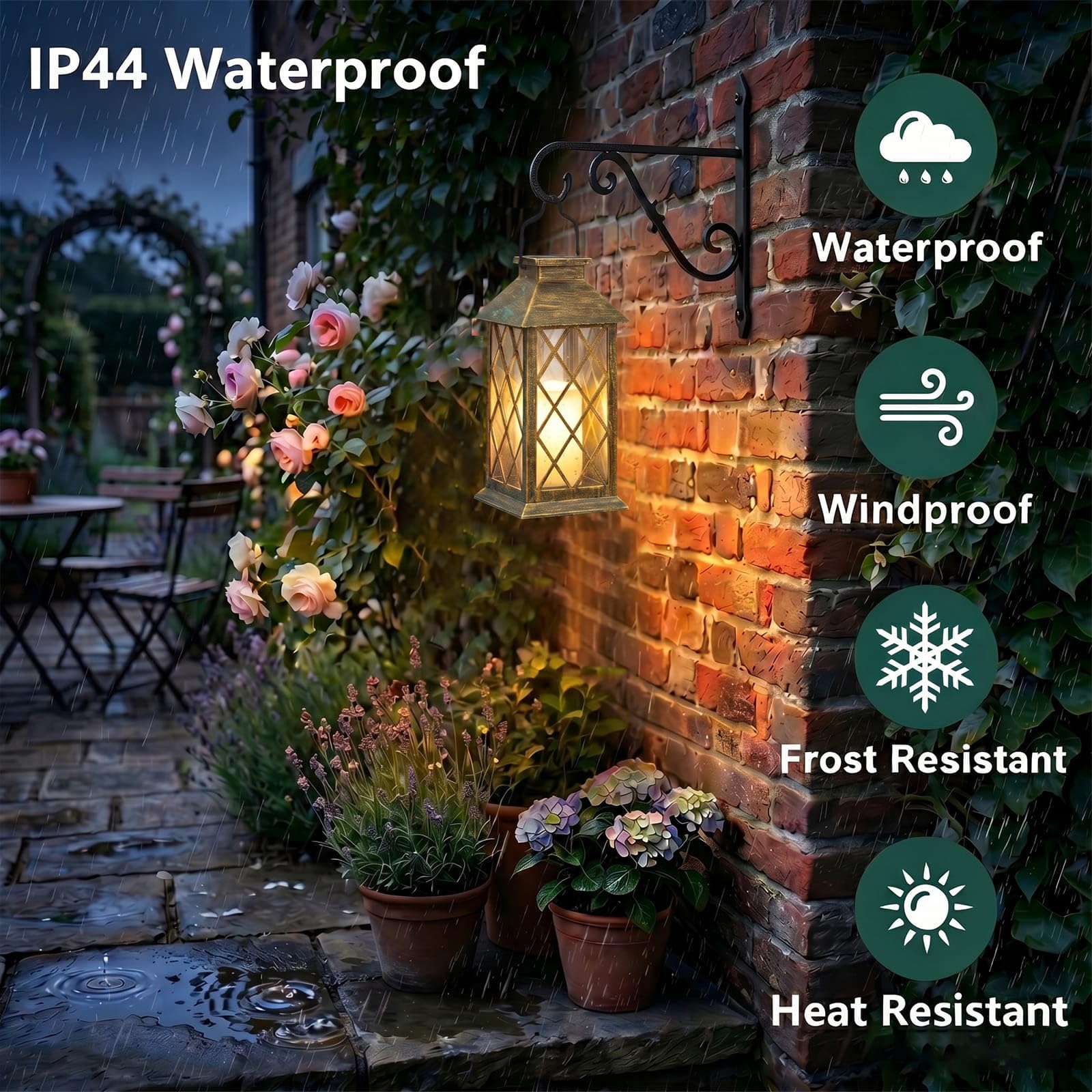 Yowin Solarlaterne für Außen 2 Stück 22cm Laternen für Draußen mit Flackernde Kerzen, Solarlampen für Außen Hängend Wetterfest Solar Tischlampe Outdoor für Draußen Balkon Terrasse Gartendeko - Bronze