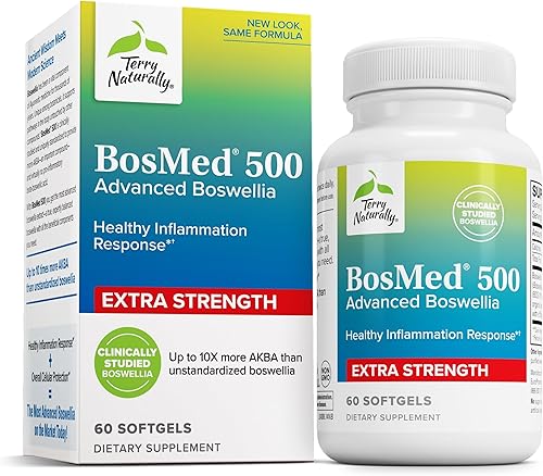 Terry Naturally BosMed 500 - Suplemento de extracto de Boswellia Serrata - Suplemento dietético para un apoyo pulmonar saludable - Fórmula de