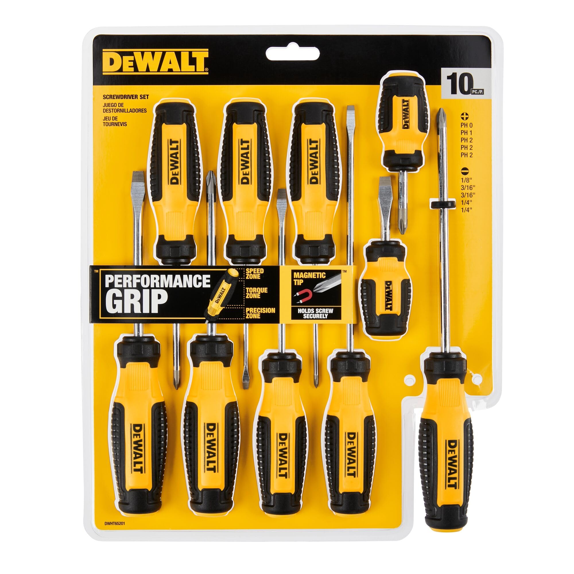 DEWALT DWHT65201 - Set di 10 cacciaviti a barra fissa