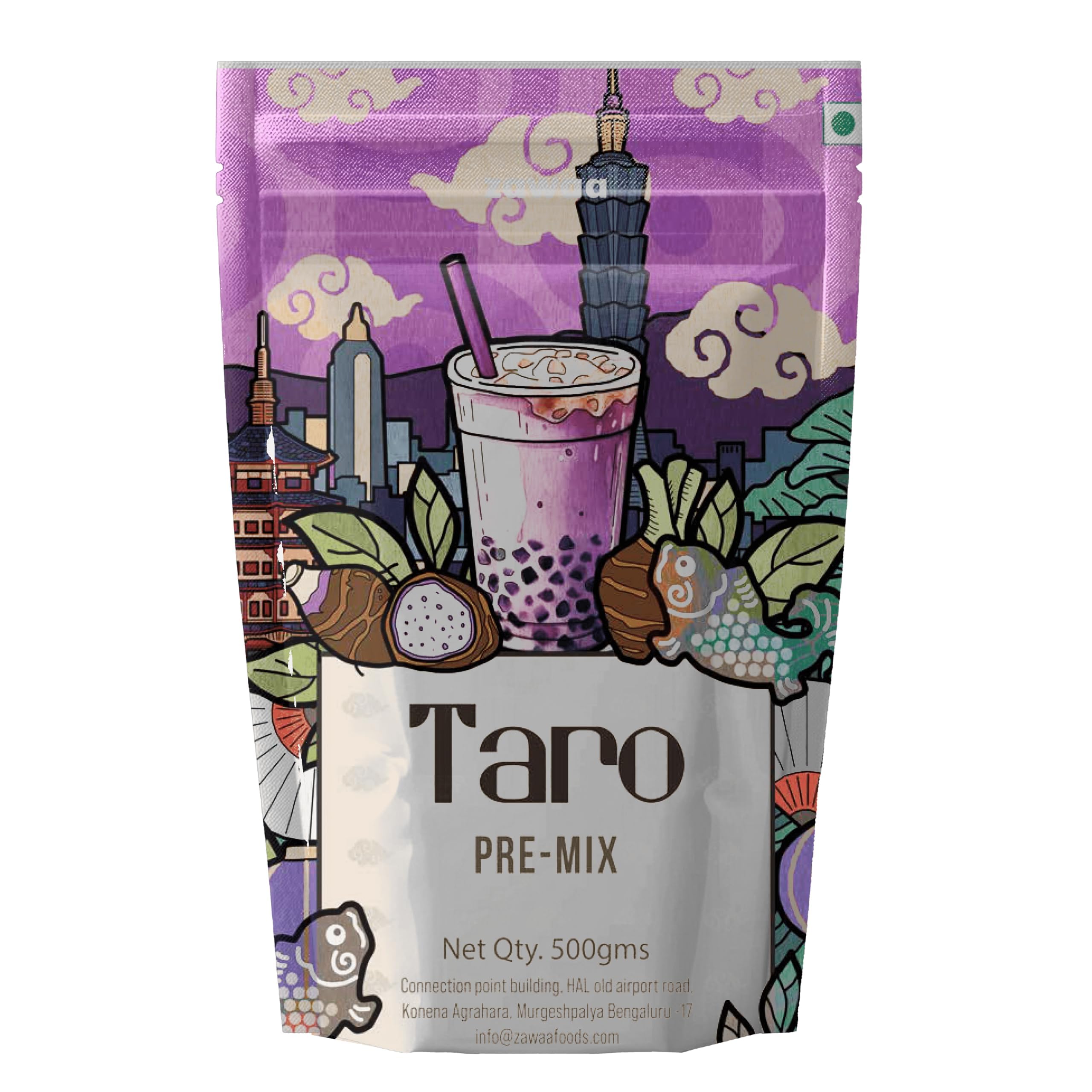 ZAWAA Foods Taro Powder 500g | Bubble Tea & Dessert Flavoring | Perfect for Ice Cream, Bubble Tea, Smoothies, Falooda, Puddings, Cakes, Froyo, Milkshakes & Coffee