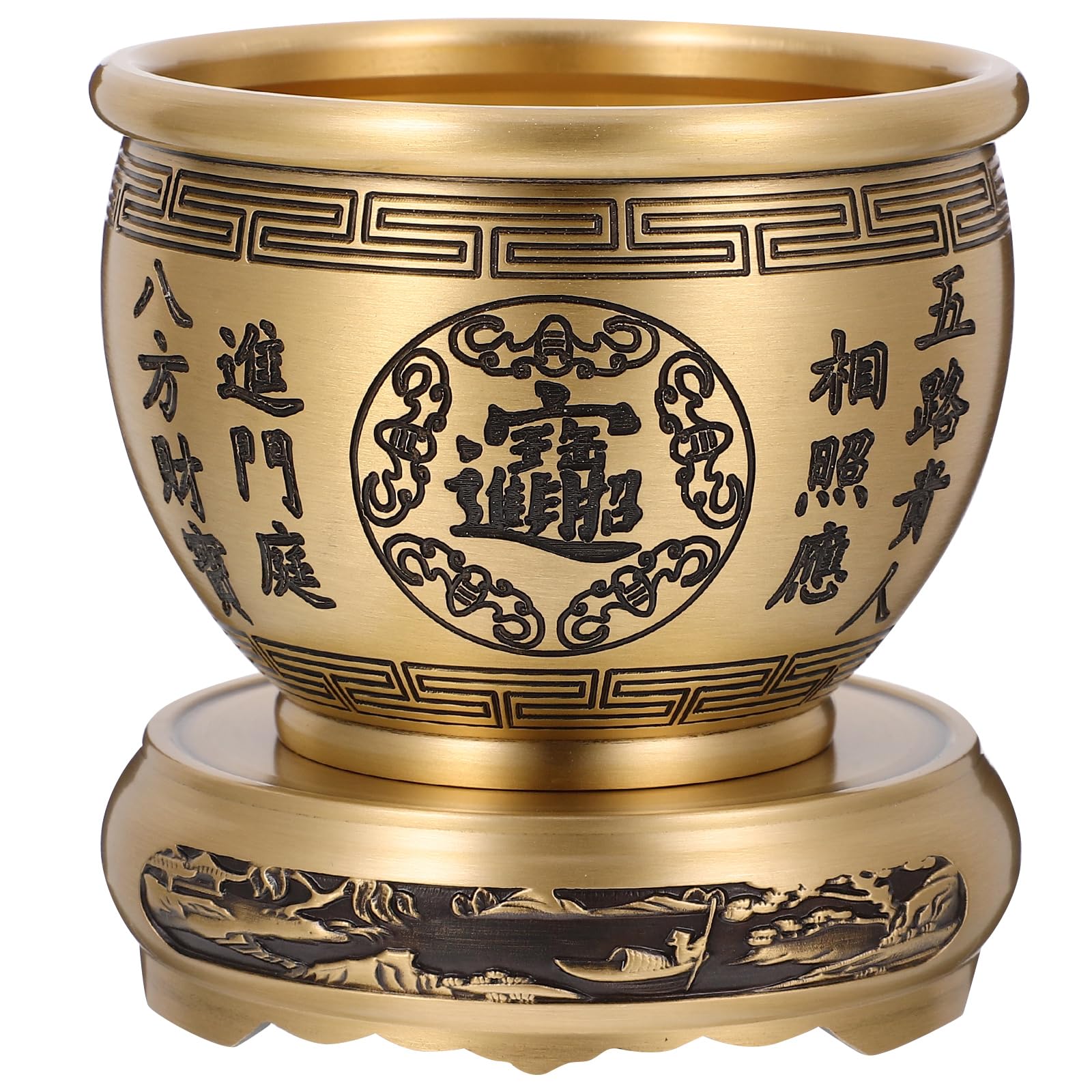 Bol de richesse en laiton or d'exception avec sa base stable style vintage