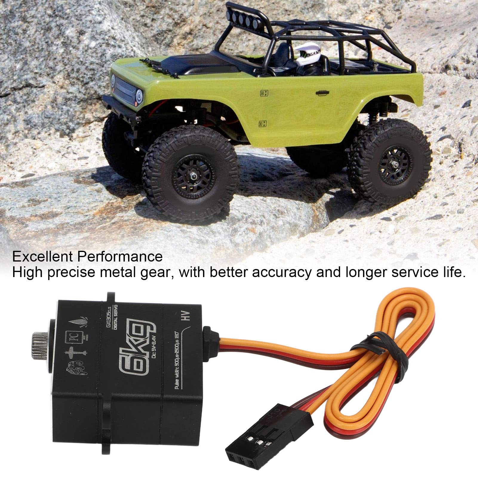 Serwo Sterujące RC, Serwo Cyfrowe 6KG w Całości z Metalu o Wysokiej Wodoodporności łatwa Instalacja Serwo dla AXIAL dla SCX24 1/24 RC Car