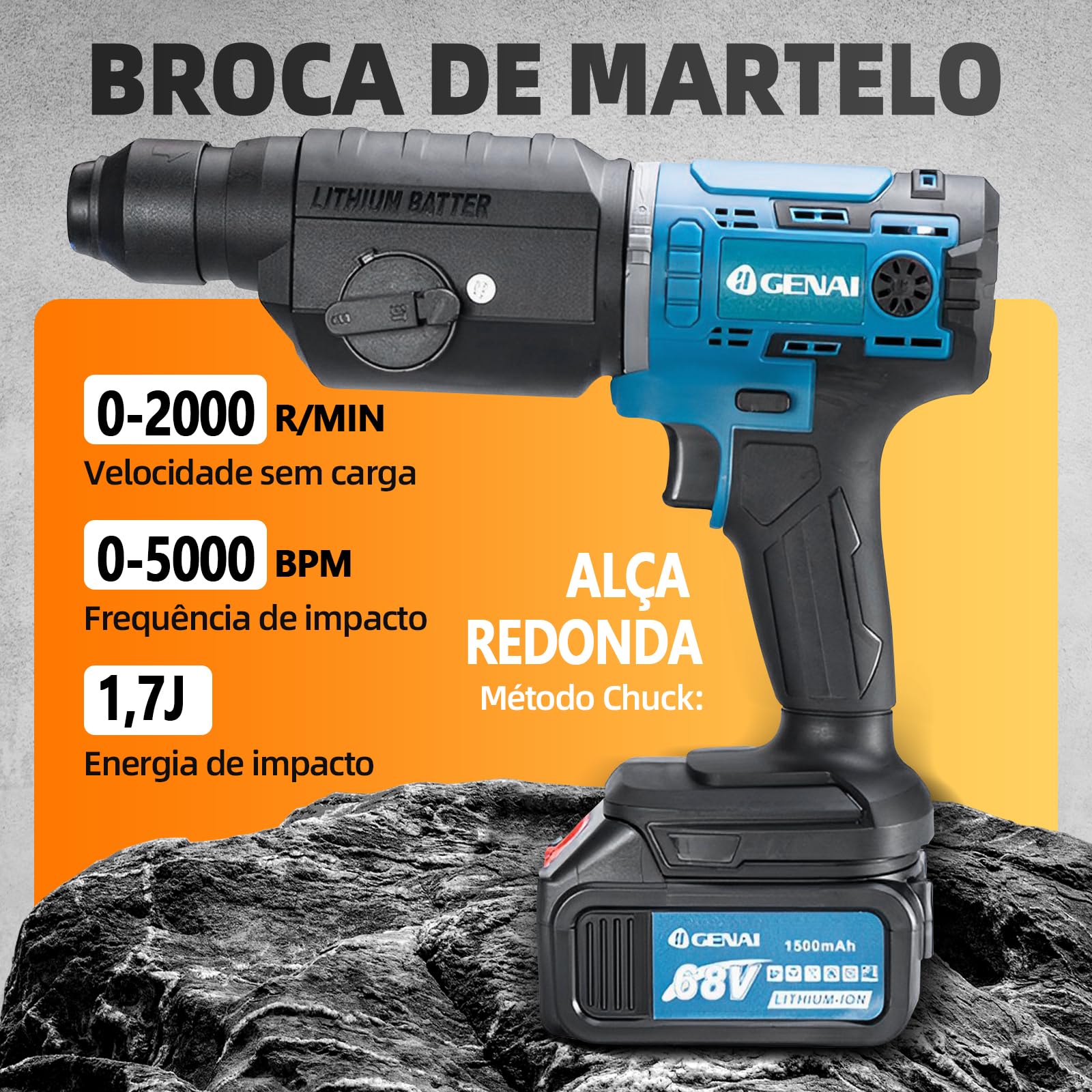 Kit Multiferramenta 5 Em 1 Furadeira Bateria 68v Com Chave De