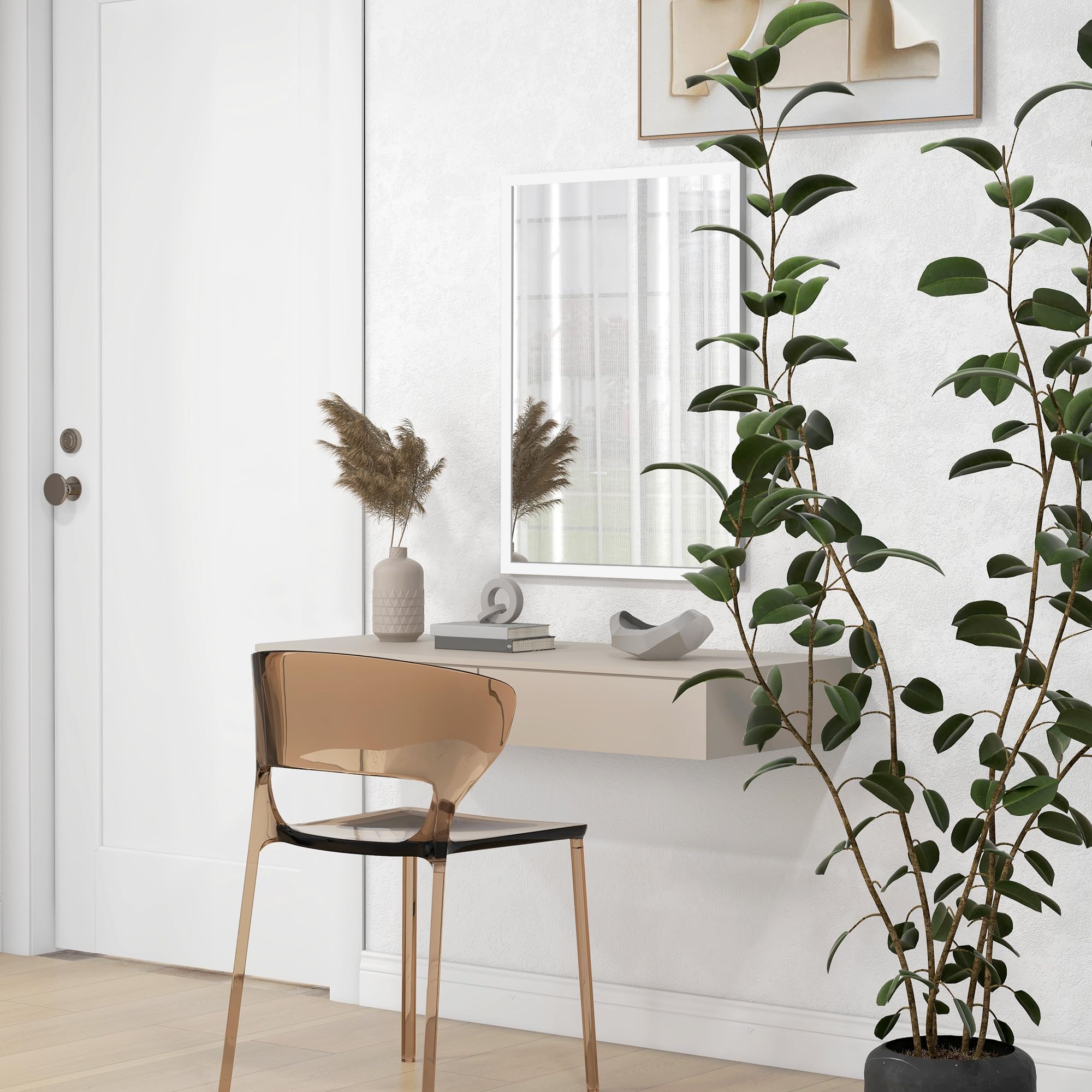 HOMCOM Lustro dekoracyjne wiszące 50x70 cm białe