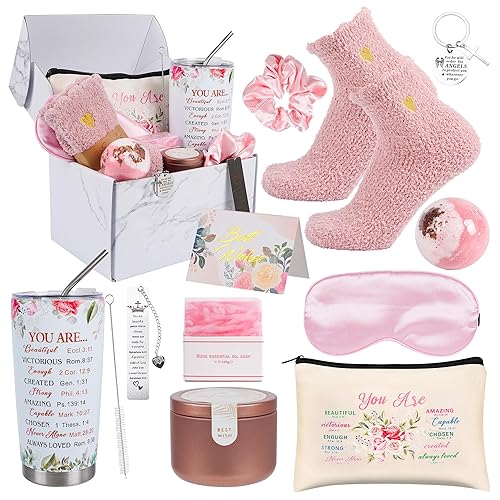 Kolewo4ever 12 piezas de regalos cristianos para mujeres, juego de regalo inspirador para mujeres, cesta de regalos católicos religiosos