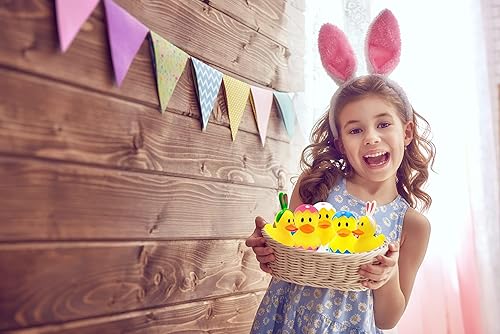 Miniatura 9 de The Dreidel Company Juguete de pato de goma de Pascua feliz conejo, patitos de conejo para niños, huevos de Pascua, regalos de cumpleaños, baby