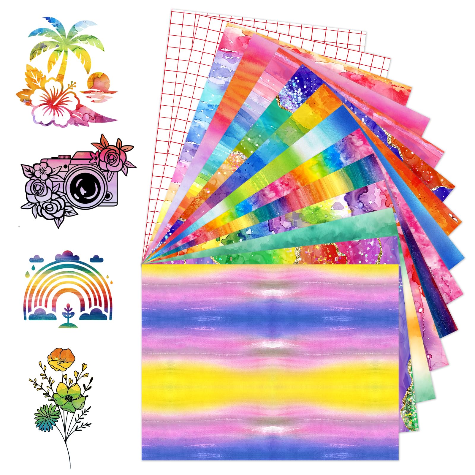 Tintnut Rainbow Gradient Permanent Vinyl 12pcs 12x10in Self Adhesive Vinyl — image 1