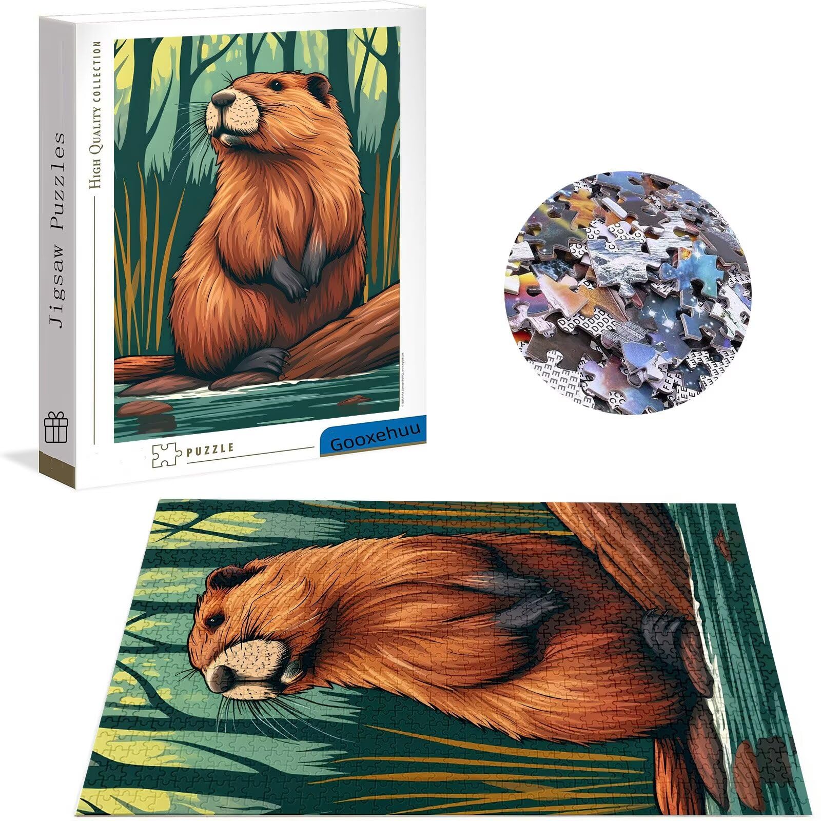 Puzzle z jeziorem, 3000 elementów, drewniane puzzle 122 x 81 cm, puzzle dla dorosłych i dzieci w wieku 12 lat, duże maty do puzzli, wysoka jakość, klasyczna drewniana jigsawa, dekoracja ścienna do