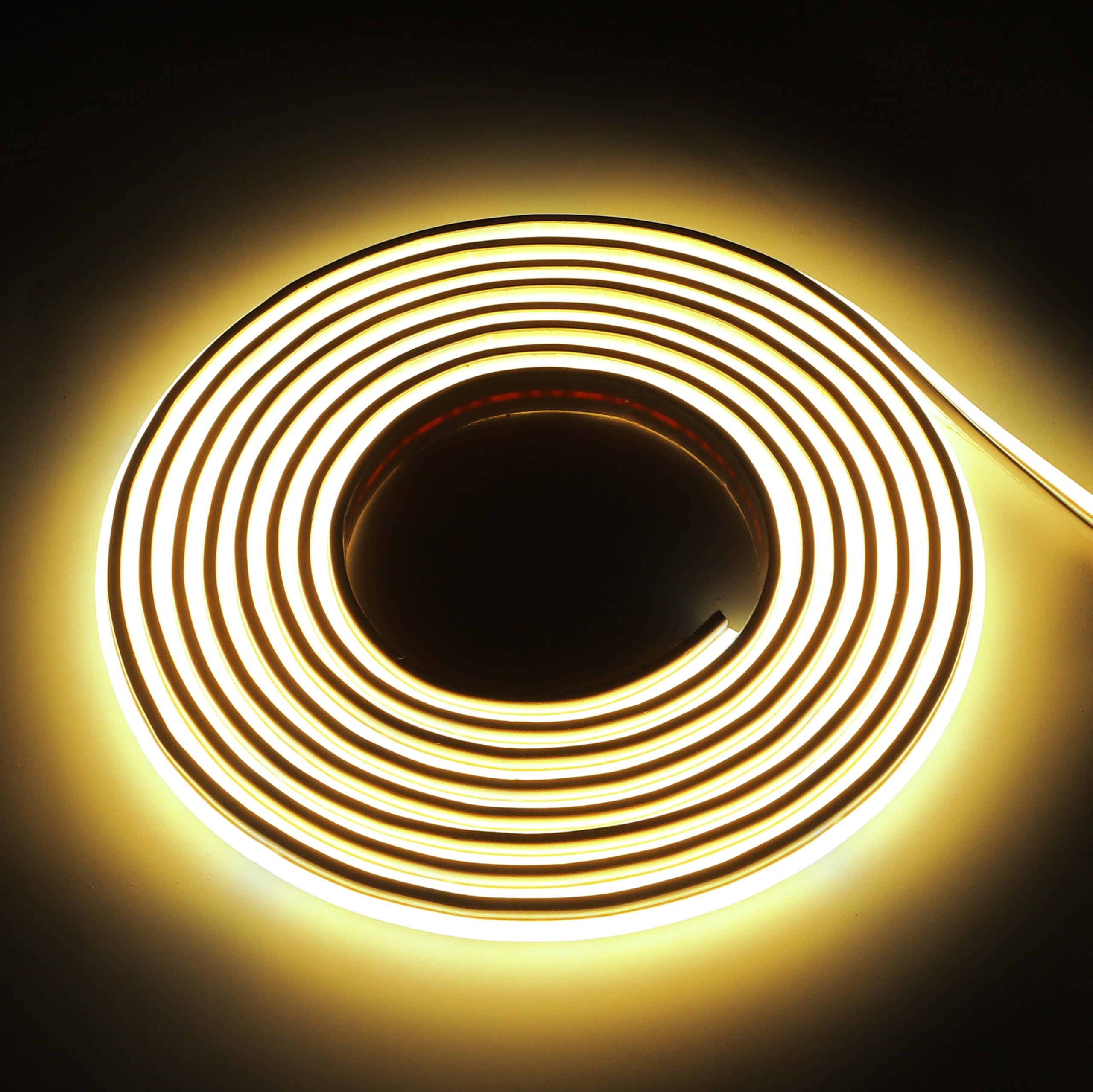 pcning 5M Strip LED COB 220V Adesivo 3000K Bianco Caldo da Interno Esterno, IP67 Impermeabile Striscia LED 5 Metri senza Trasformatore (Bianco Caldo, 5M)