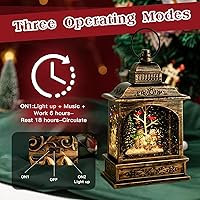 Vista 5 de Globo de Nieve Cardinal, Globo de Nieve Musical de Muñeco de Nieve Navideño tipo Linterna con Luces con Temporizador de 6H a Batería y Alimentado